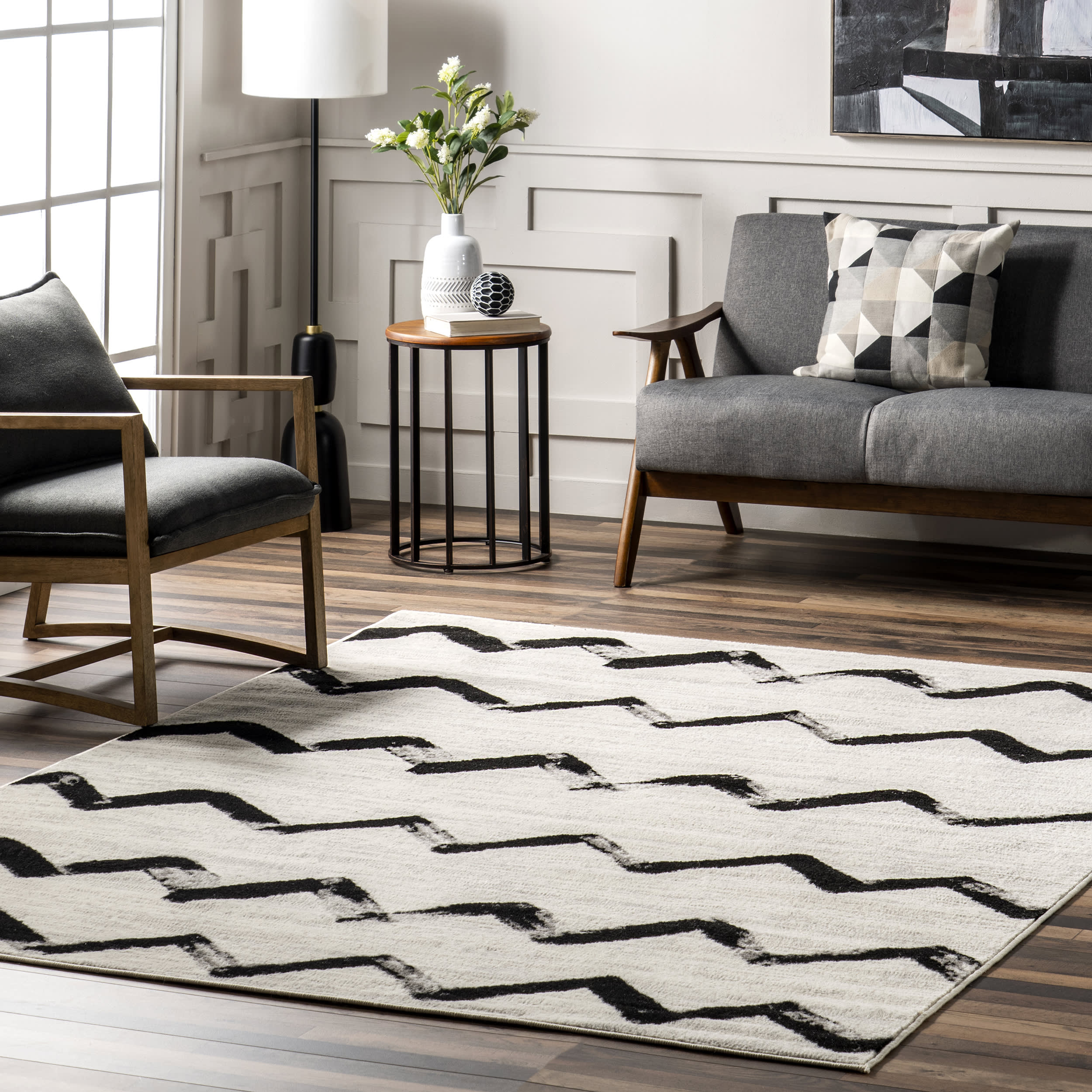Modern Chevrons Rug | Grey - Image 2