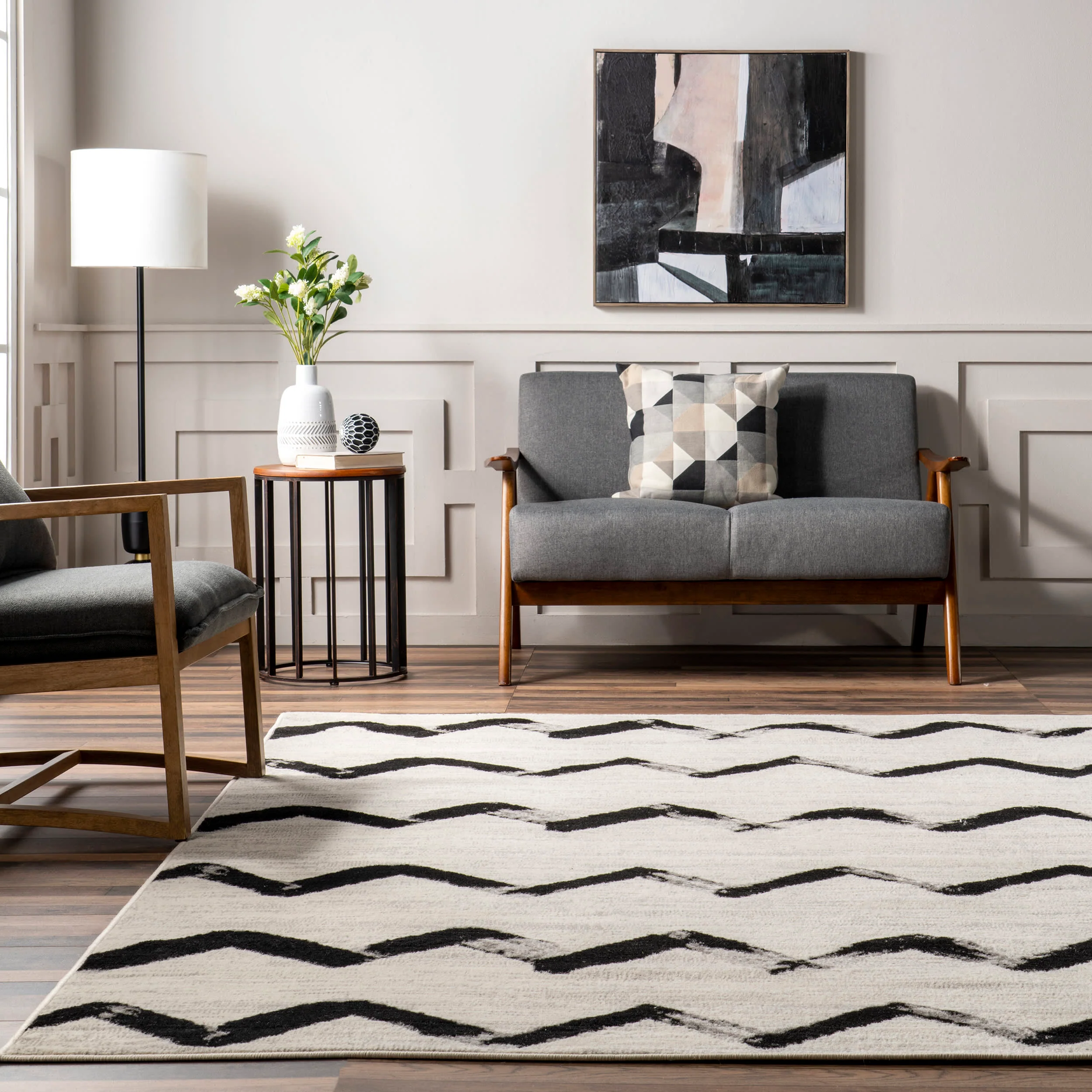 Modern Chevrons Rug | Grey - Image 4