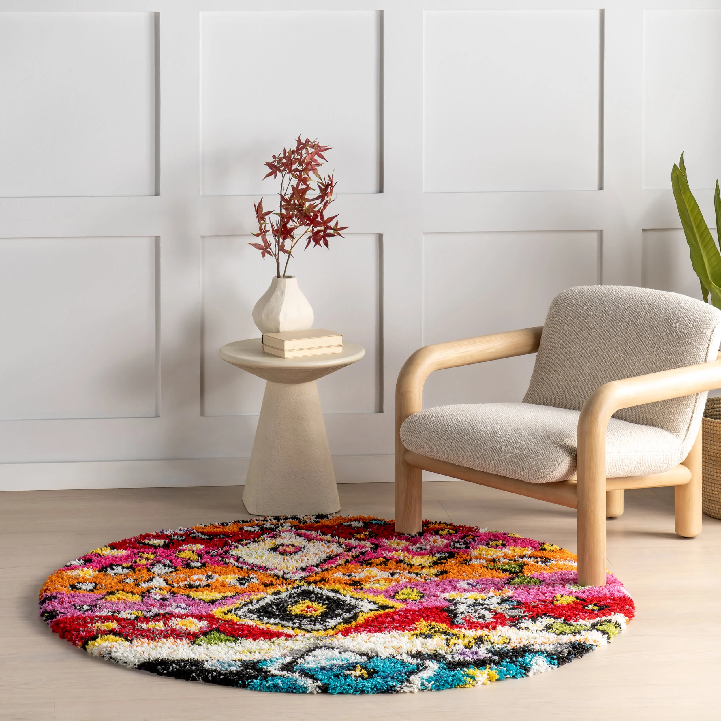 Modern Moroccan Shag Tassel Rug | Multicolor - Image 2