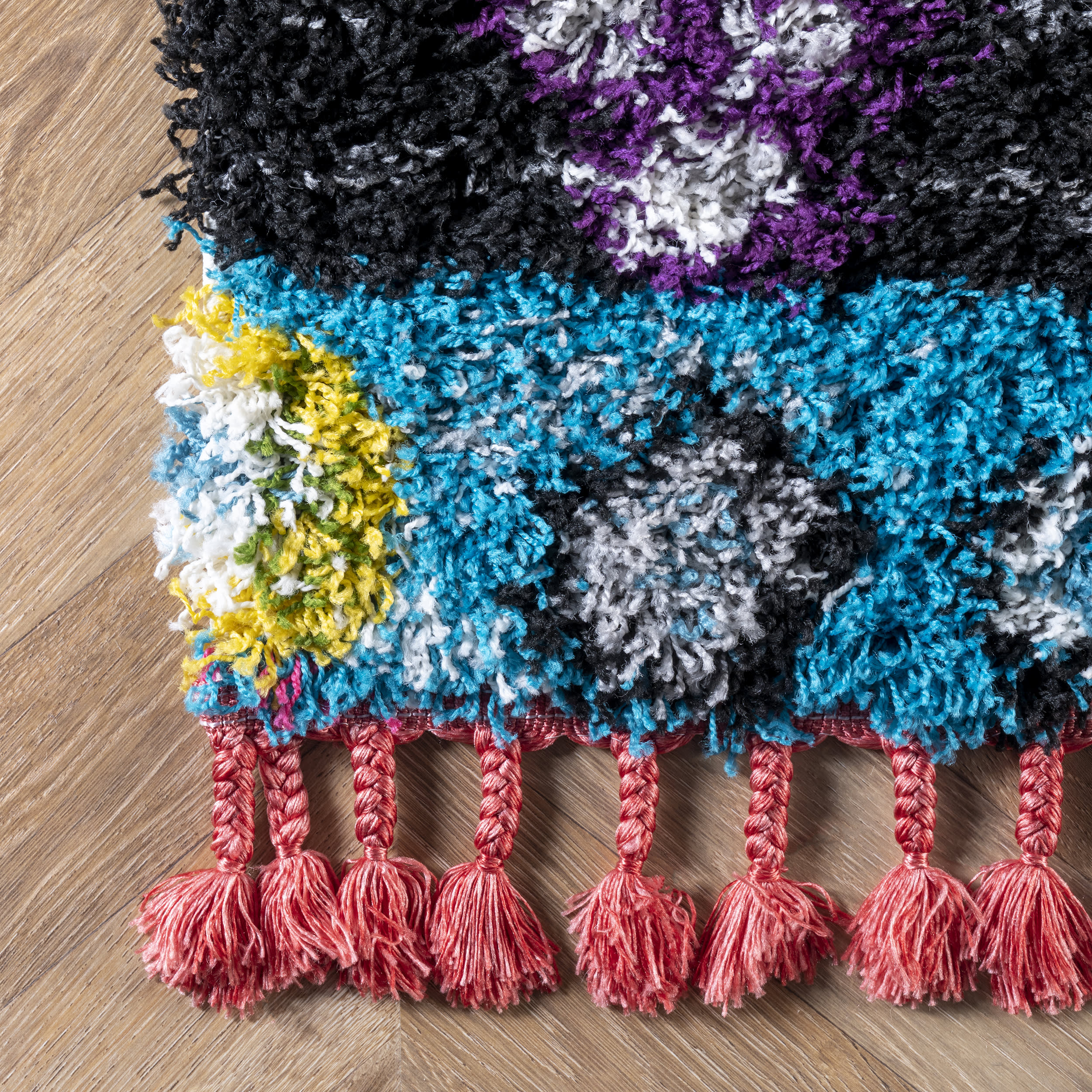 Modern Moroccan Shag Tassel Rug | Multicolor - Image 3
