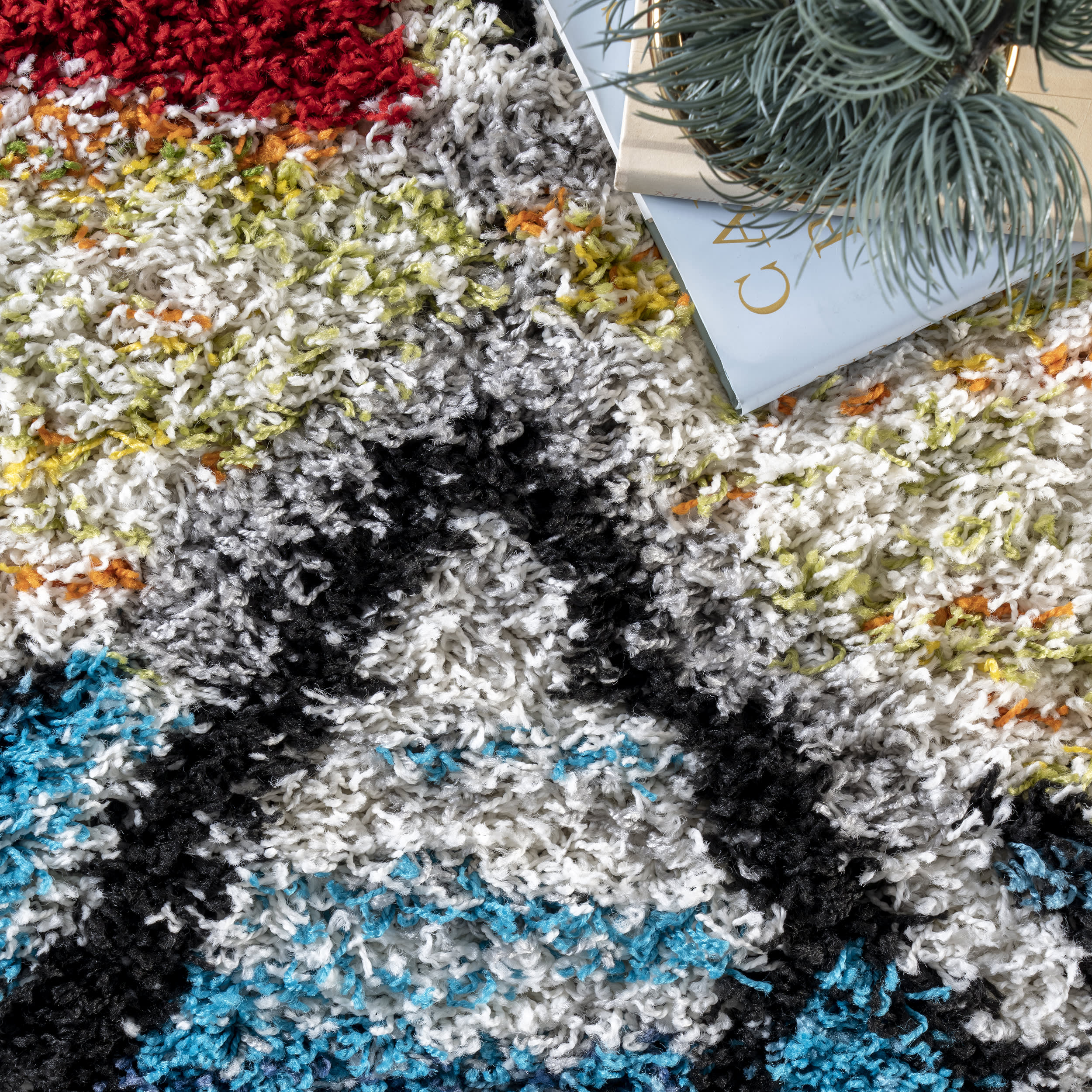 Modern Moroccan Shag Tassel Rug | Multicolor - Image 7