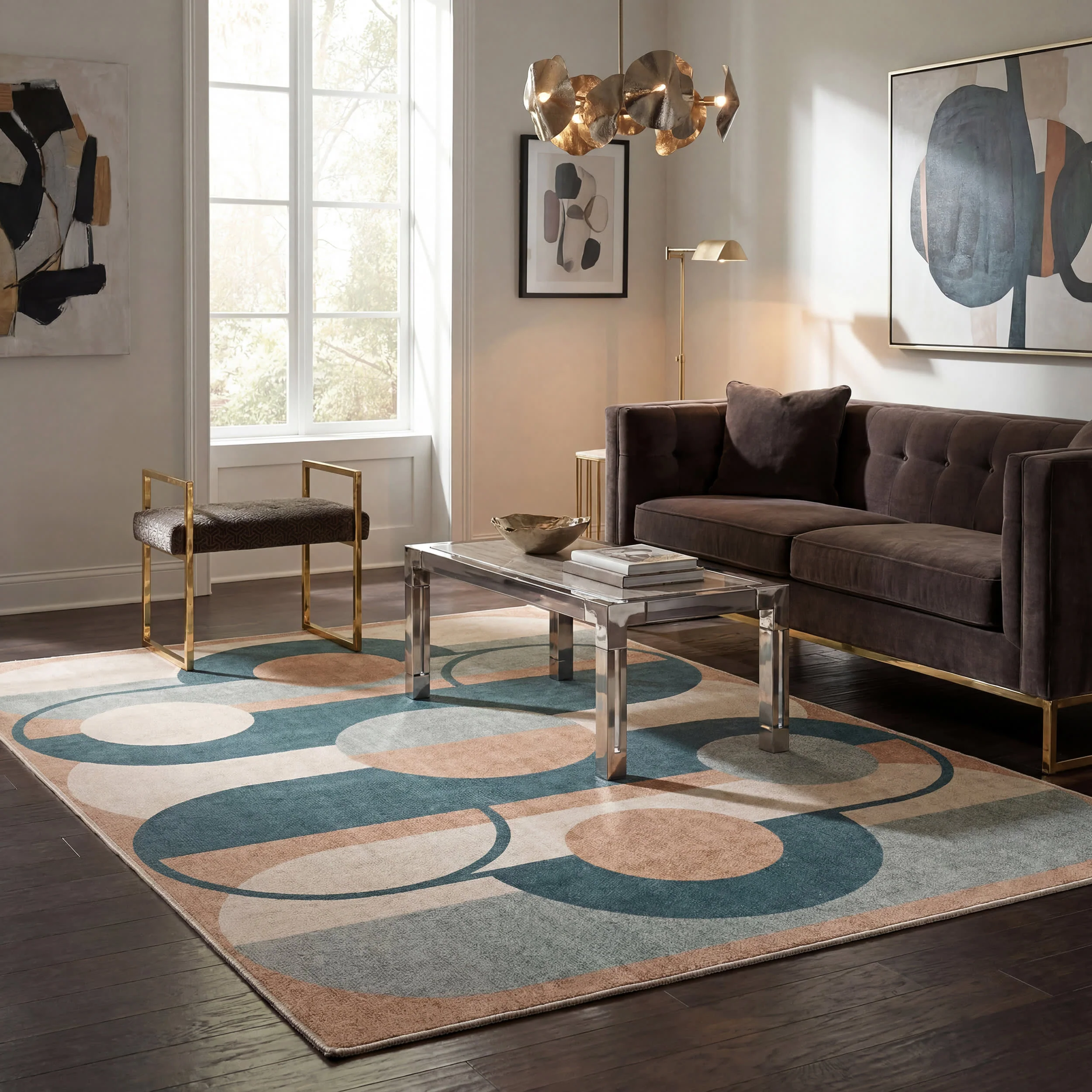 Modern Relic Geometric Washable Rug by Society6 | Multicolor - Image 2