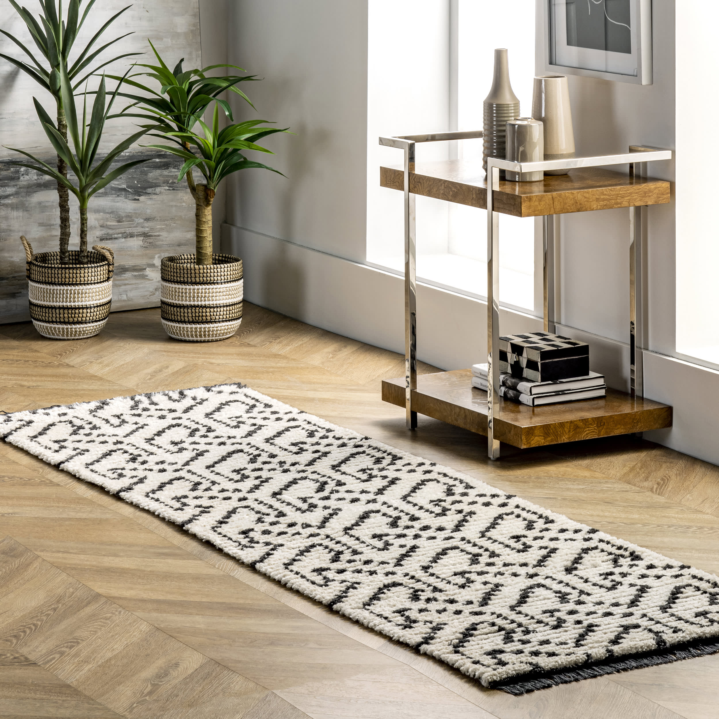 Modern Tessellation Tasseled Rug | Beige - Image 2