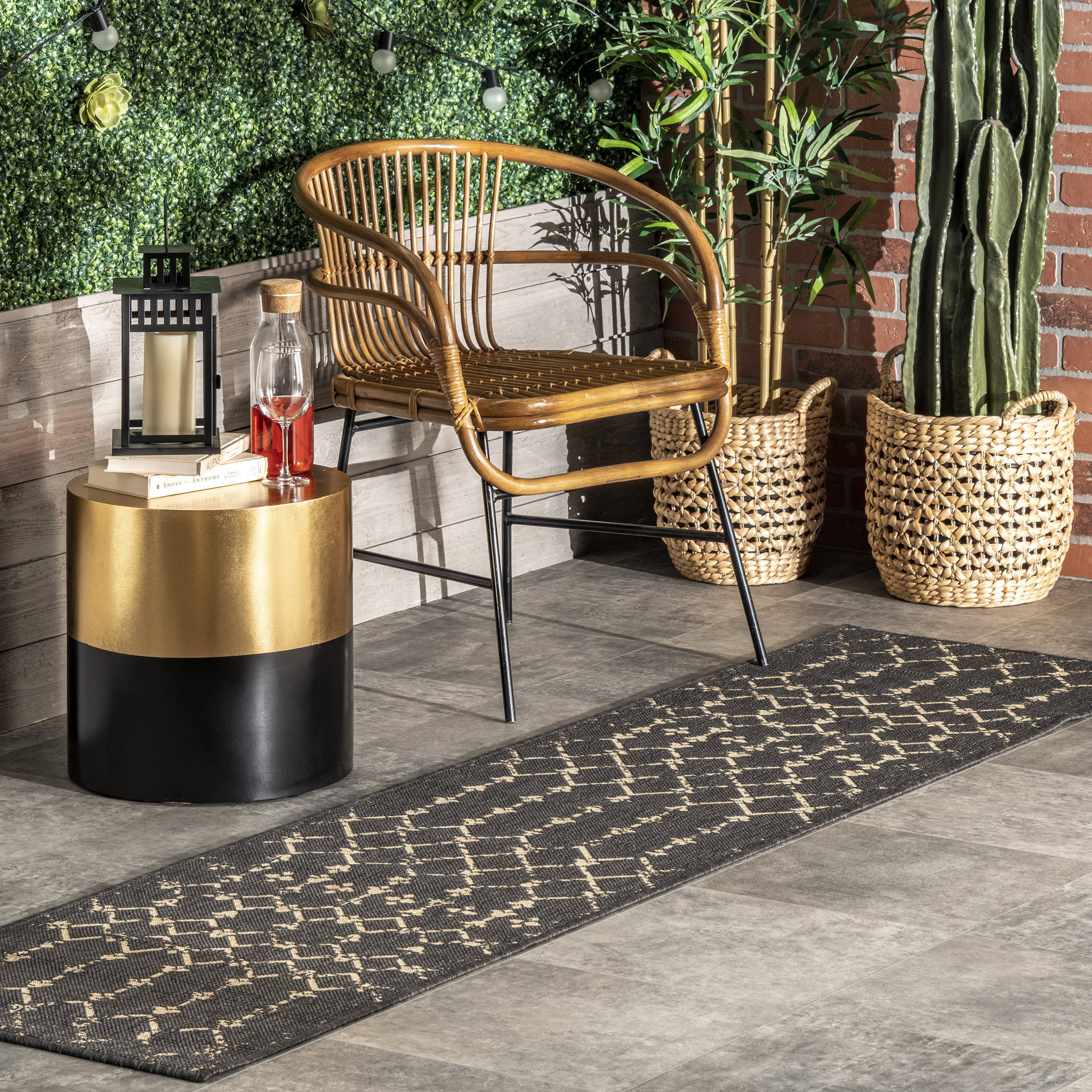 Modern Trellis Indoor/Outdoor Rug | Charcoal - Image 2