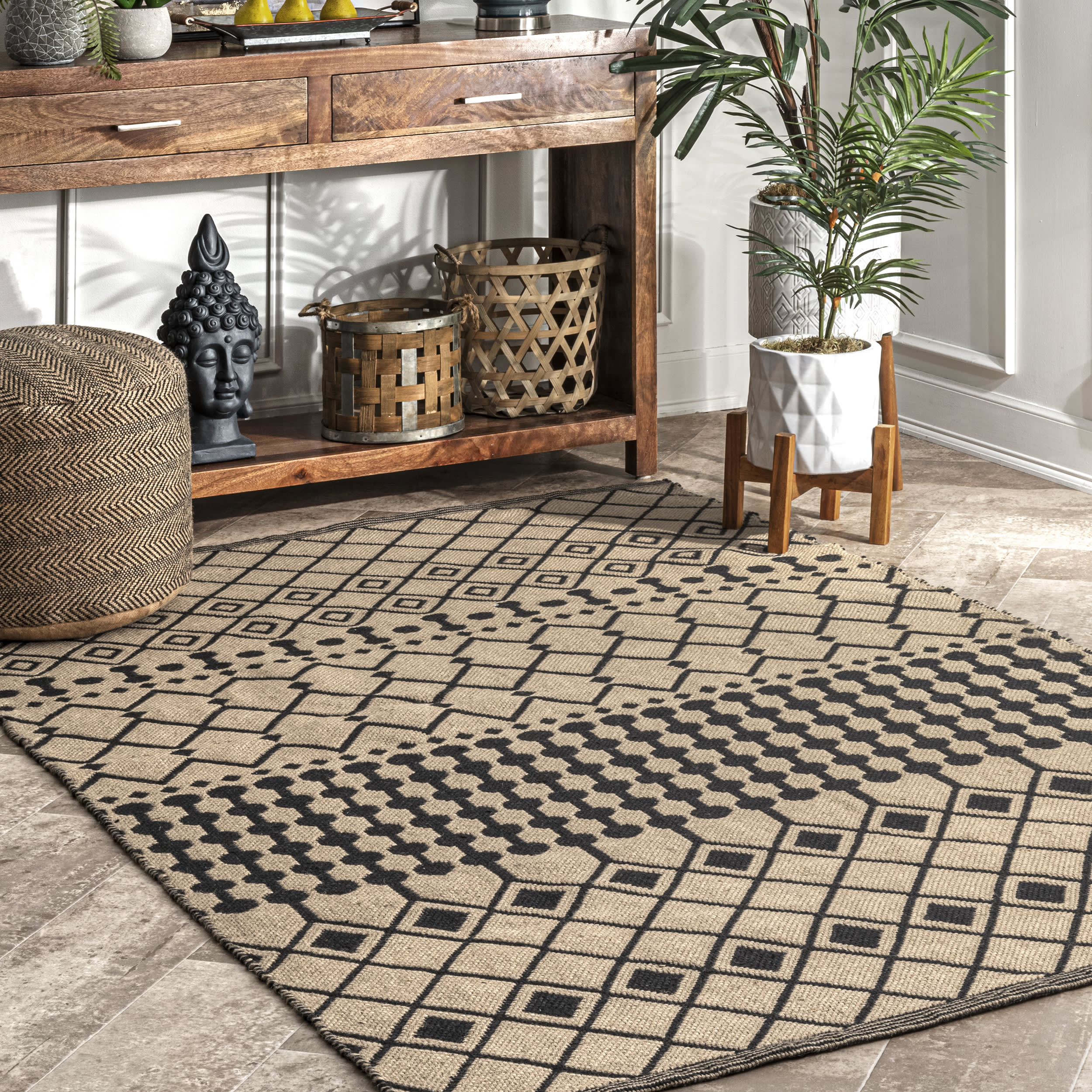 Modern Trellis Rug | Natural - Image 2