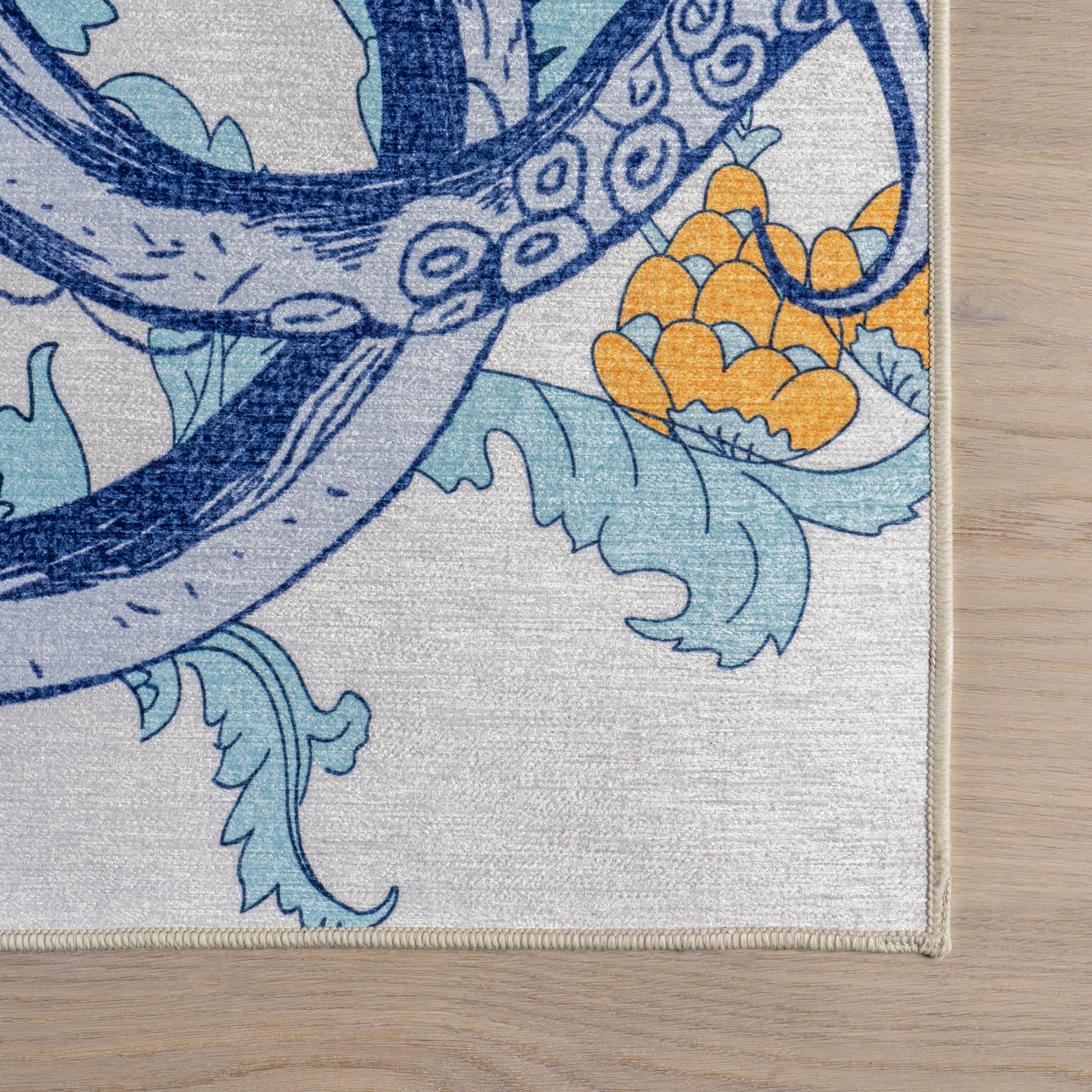 Molly Octopus Spill Proof Washable Rug | Blue - Image 4