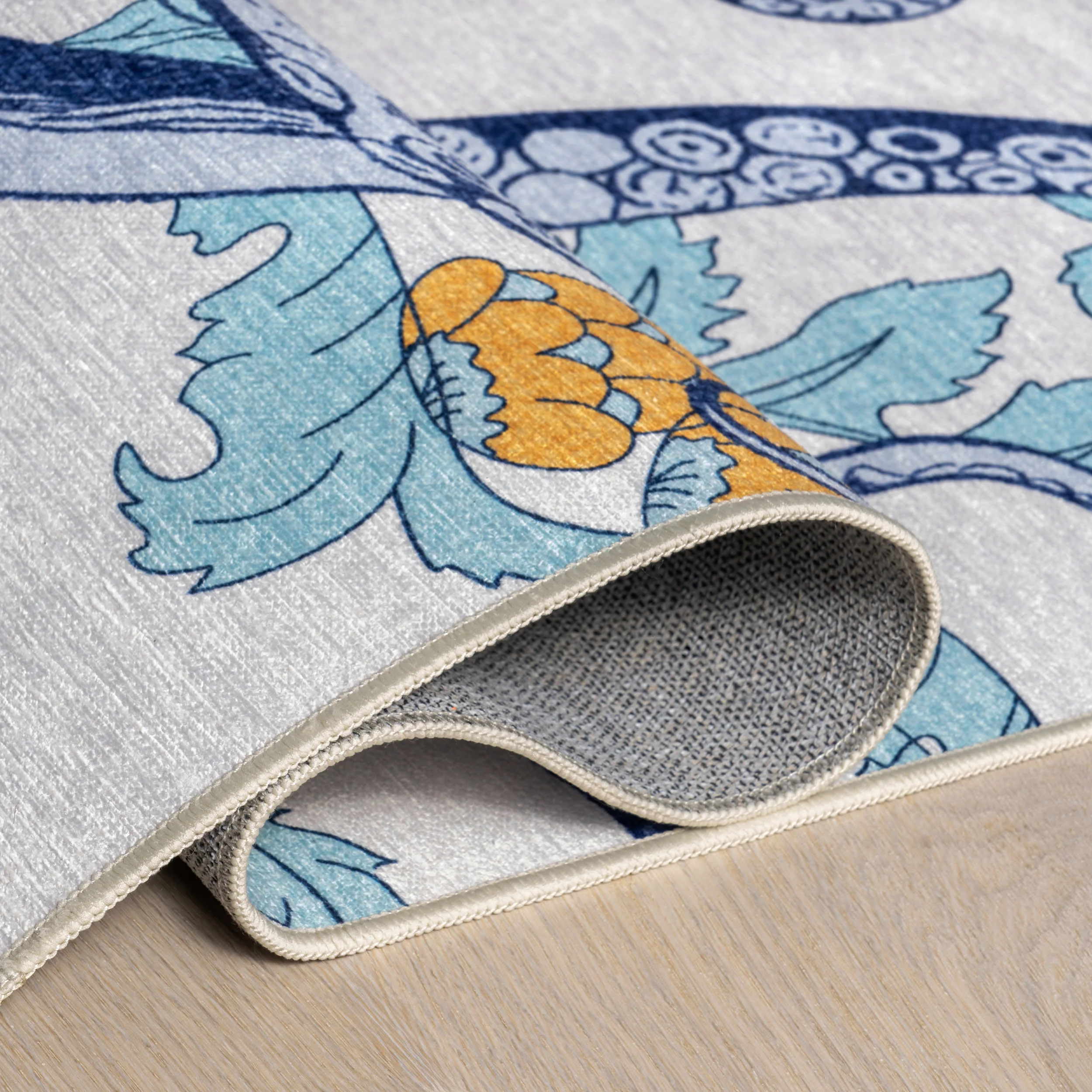 Molly Octopus Spill Proof Washable Rug | Blue - Image 9
