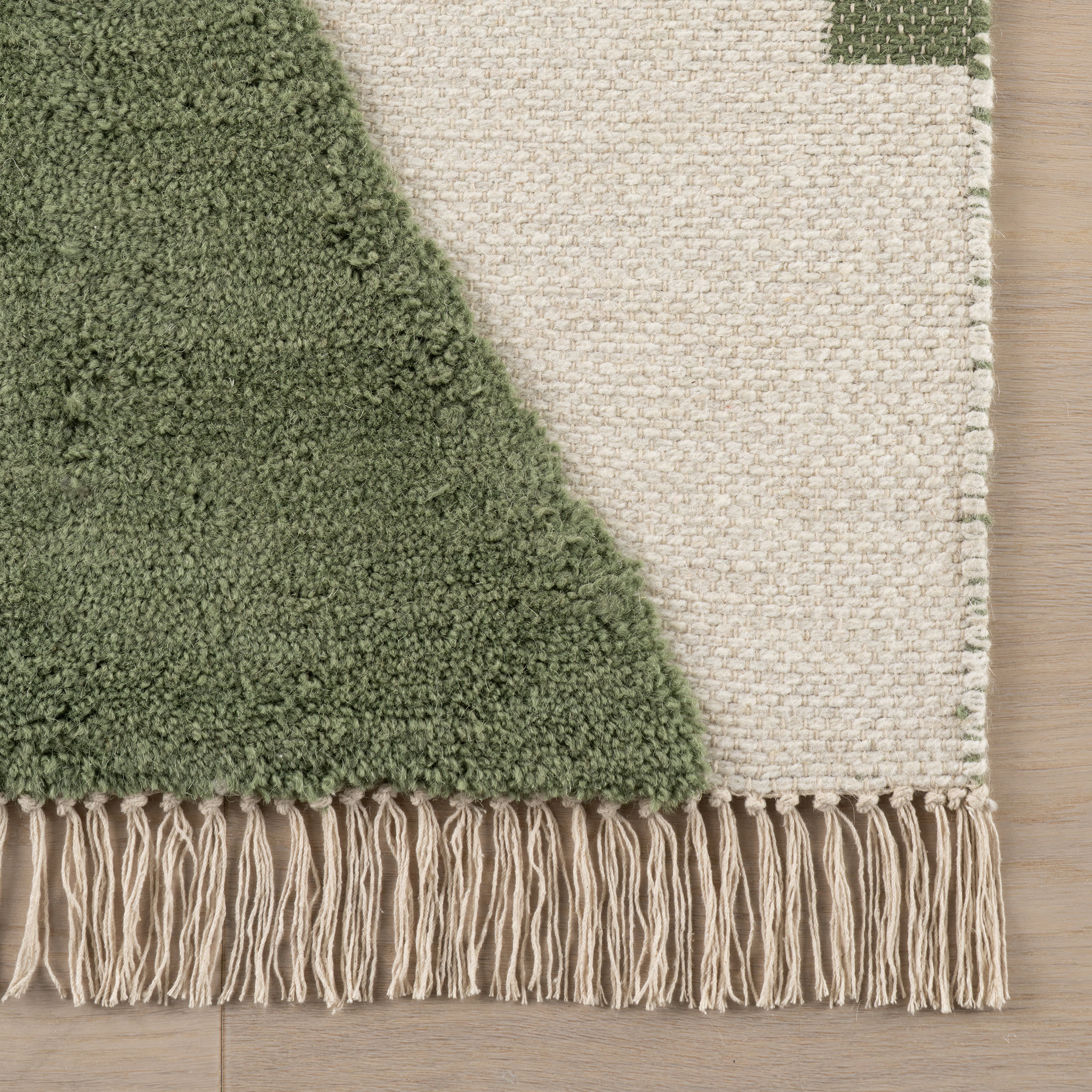 Monda Moroccan Bohemian Hand Woven Rug | Green - Image 4