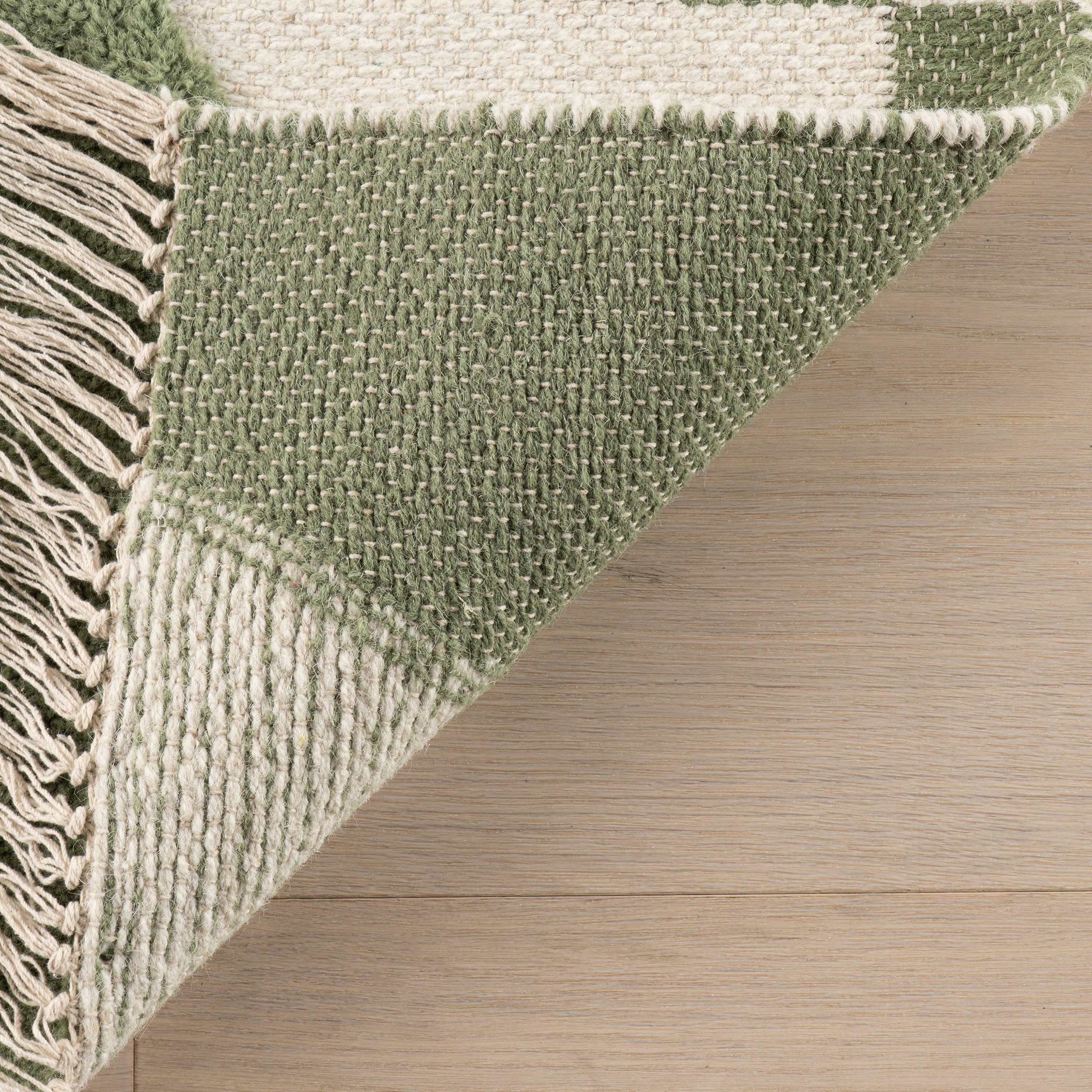 Monda Moroccan Bohemian Hand Woven Rug | Green - Image 6