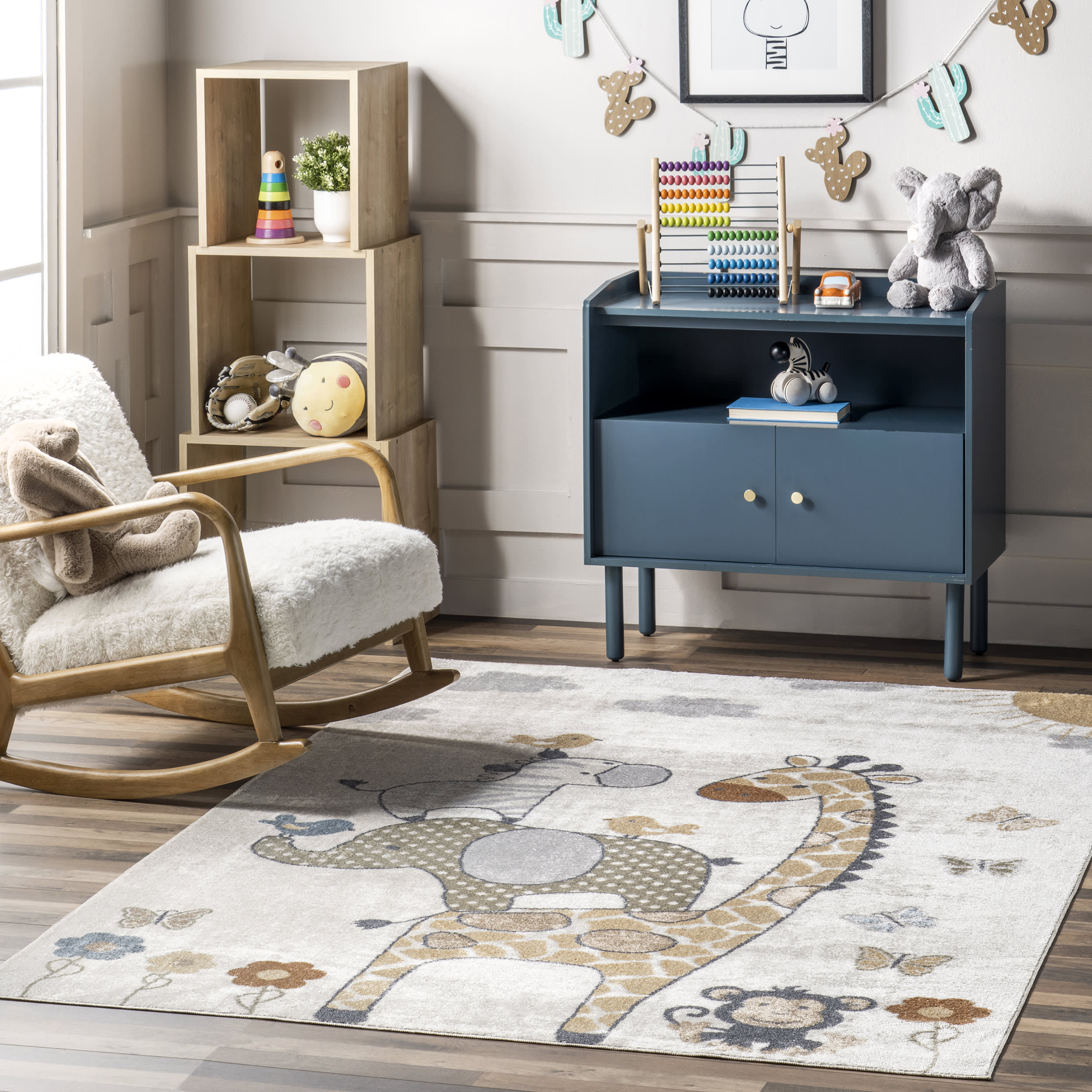 Monika Kids Animal Friends Washable Rug | Light Beige - Image 2