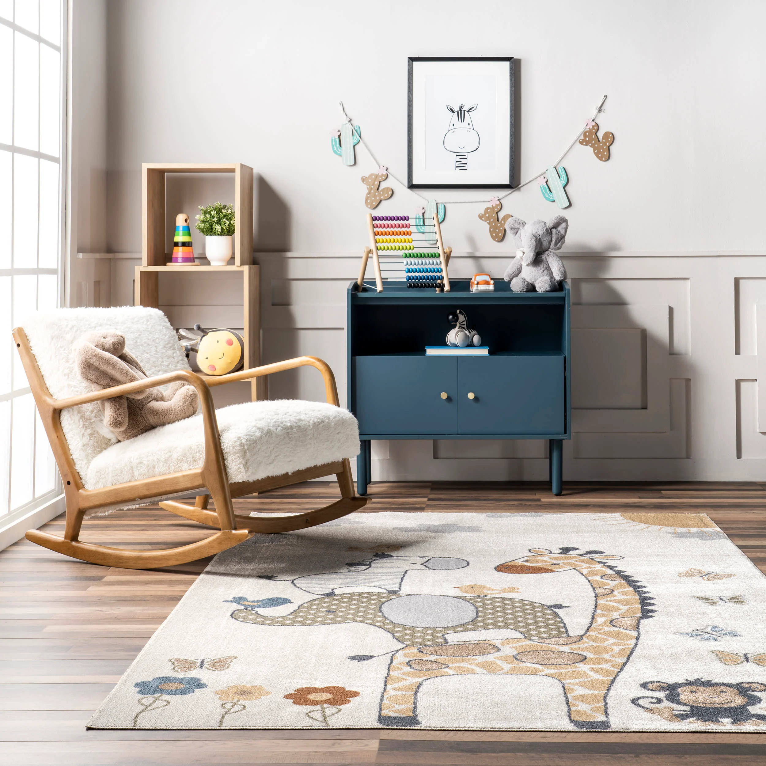 Monika Kids Animal Friends Washable Rug | Light Beige - Image 4