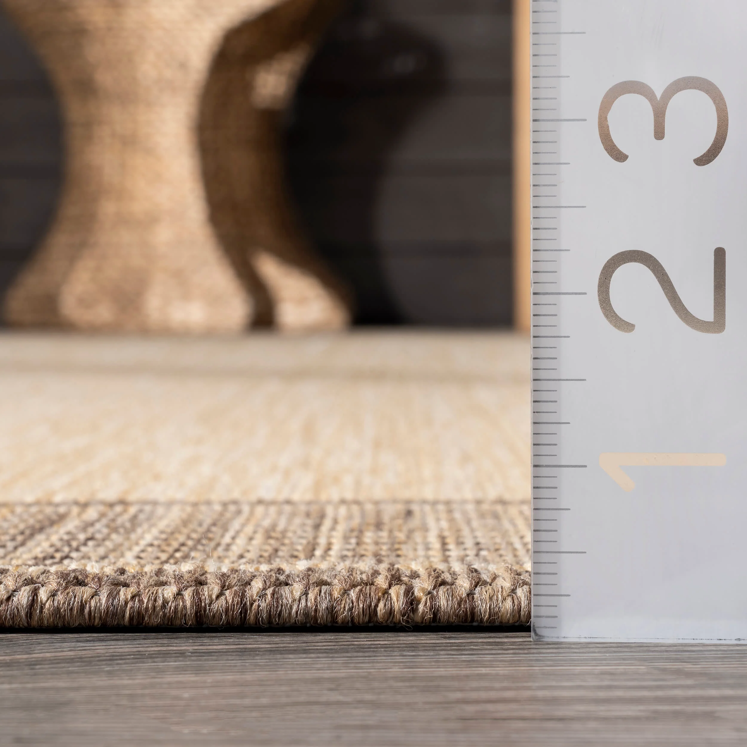 Monochrome Bordered Indoor/Outdoor Rug | Beige - Image 5
