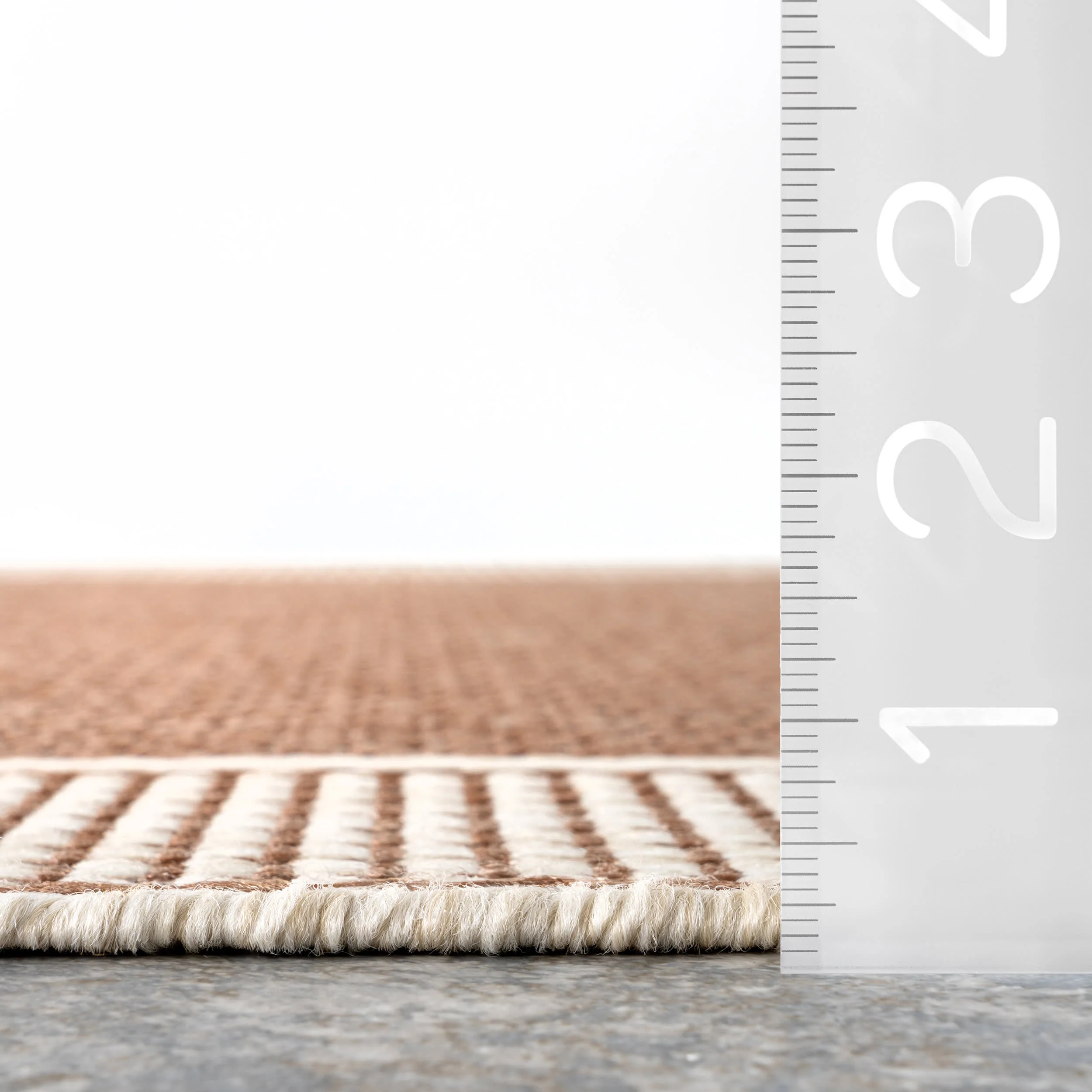 Monochrome Bordered Indoor/Outdoor Rug | Brown - Image 6