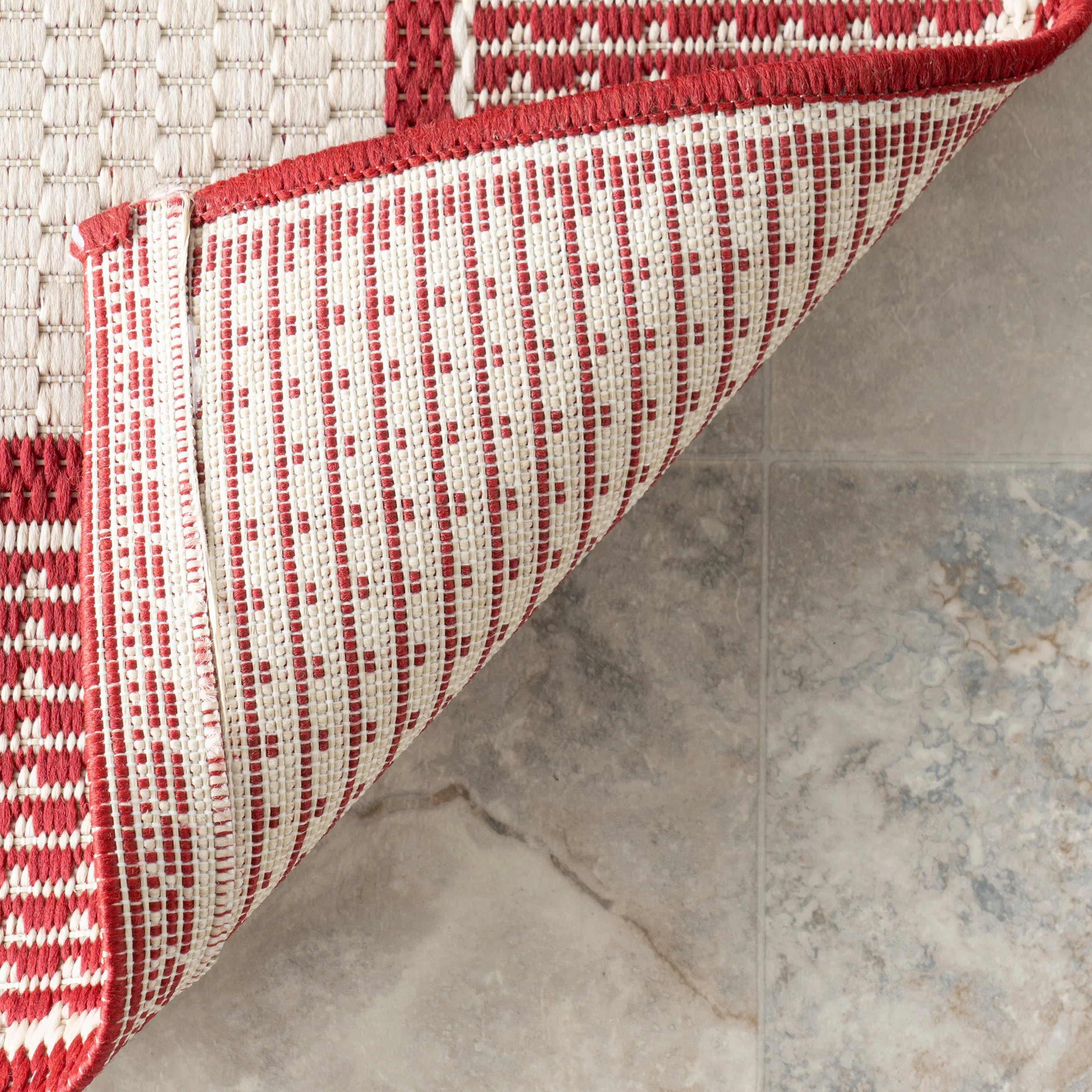 Monochrome Bordered Indoor/Outdoor Rug | Ivory - Image 7