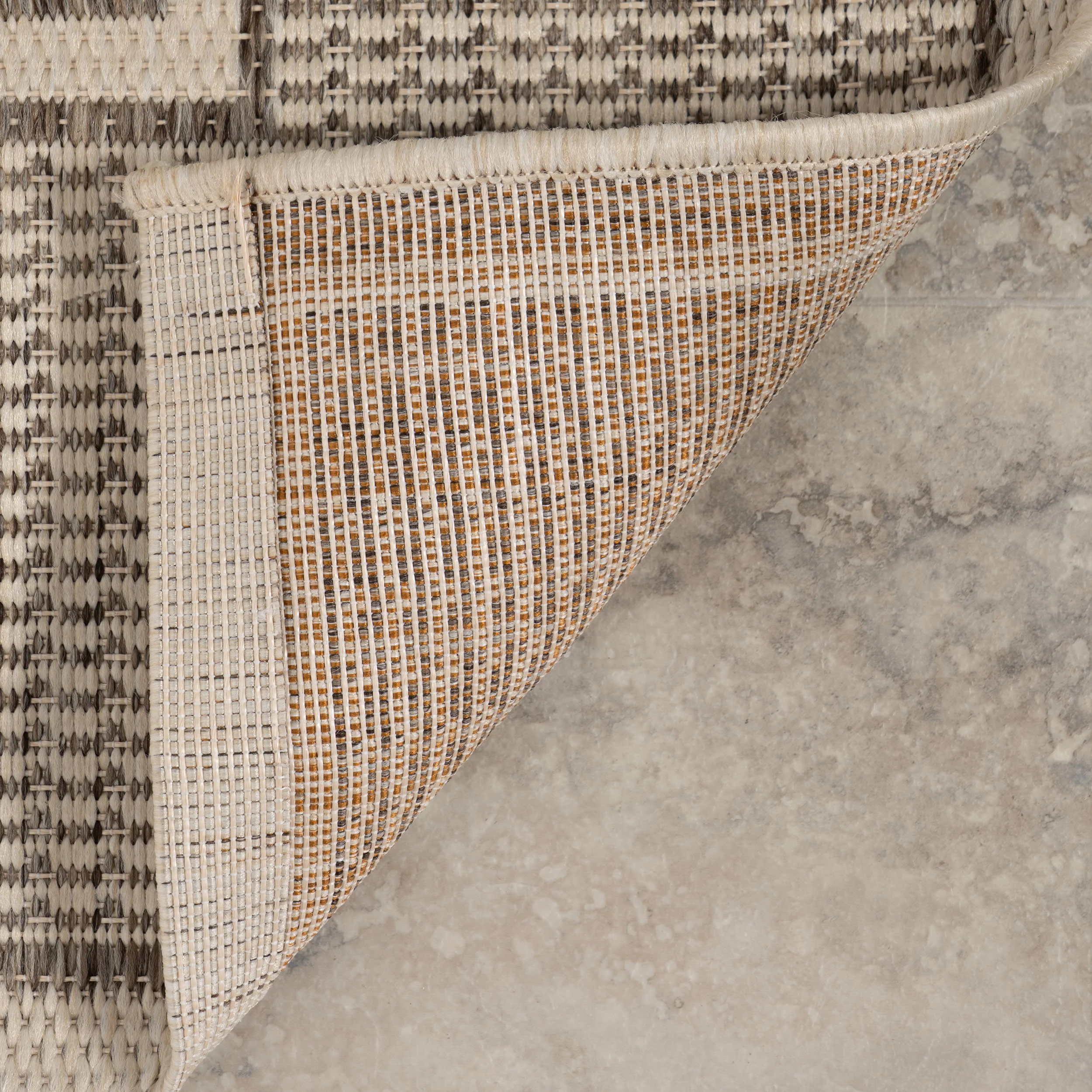 Monochrome Bordered Indoor/Outdoor Rug | Light Grey - Image 7
