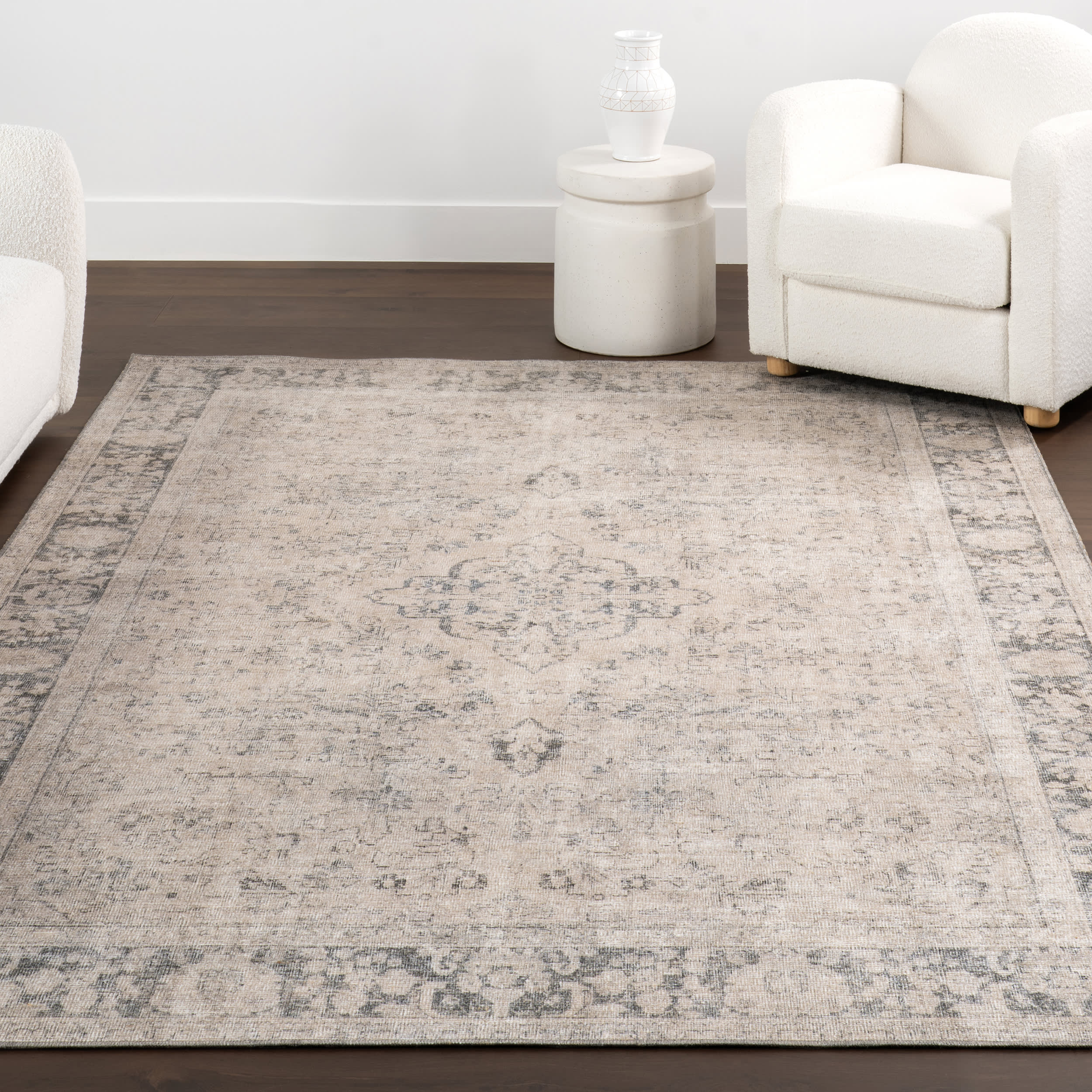Montclair Antiqued Jute-Blend Rug | Grey - Image 5