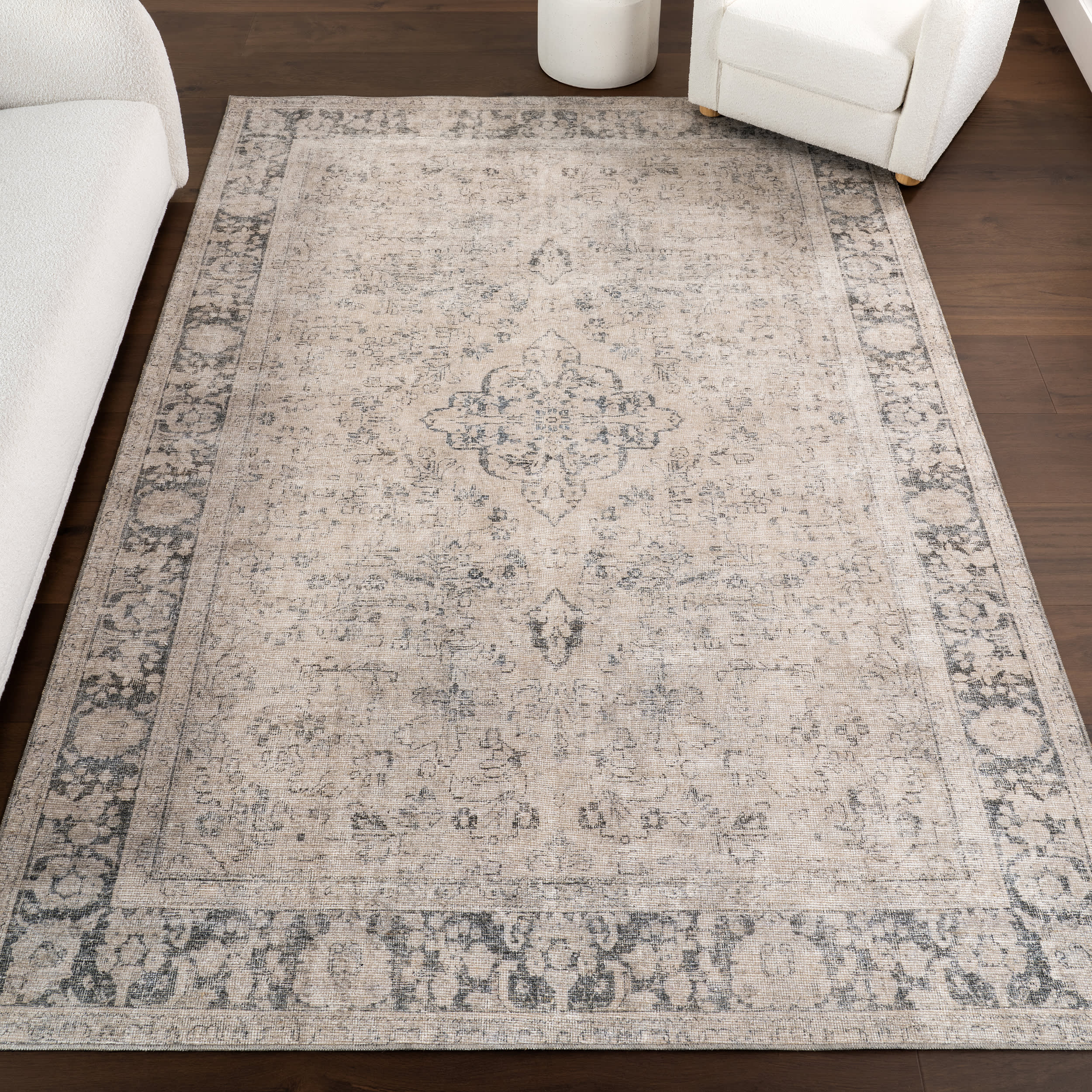 Montclair Antiqued Jute-Blend Rug | Grey - Image 9