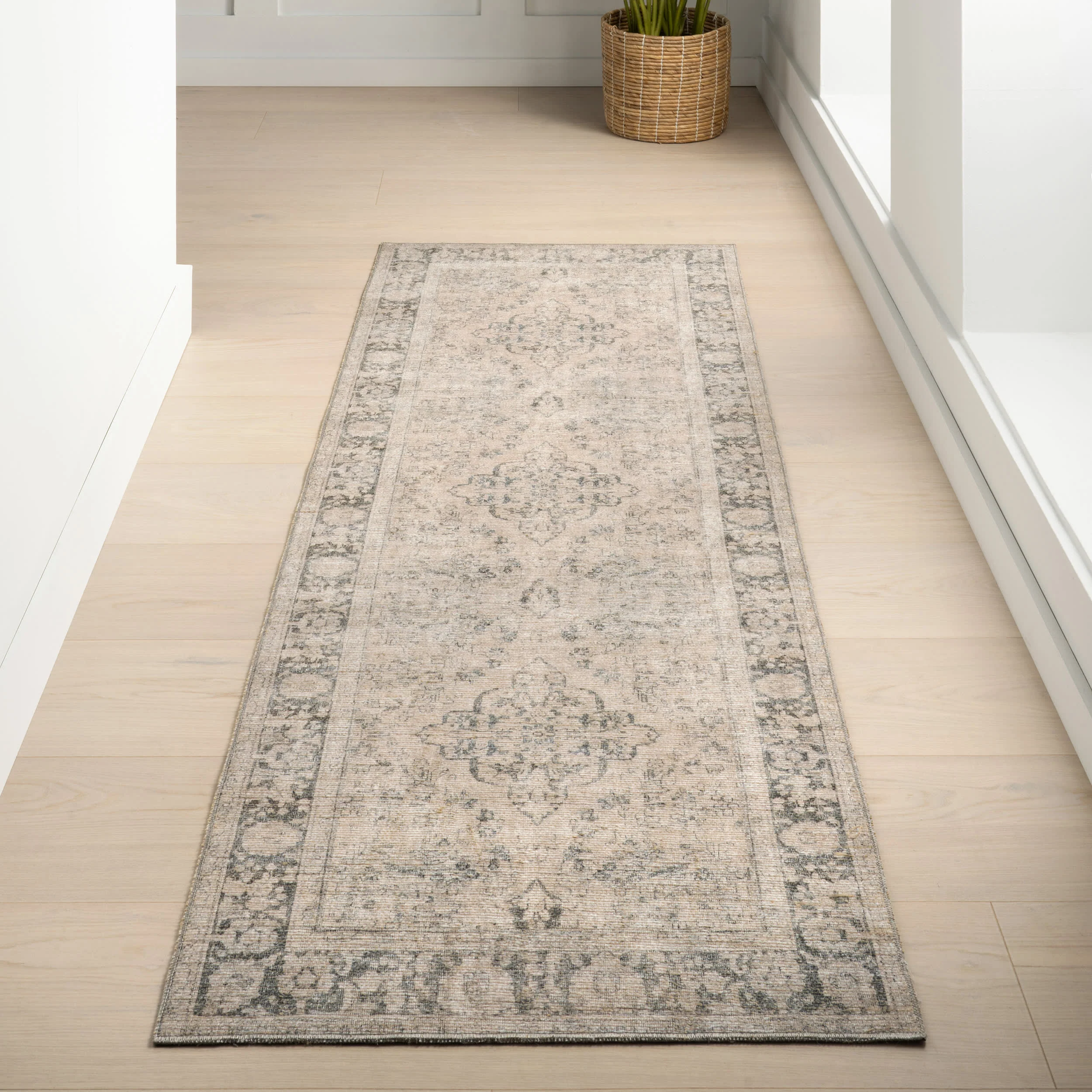 Montclair Antiqued Jute-Blend Rug | Grey - Image 2