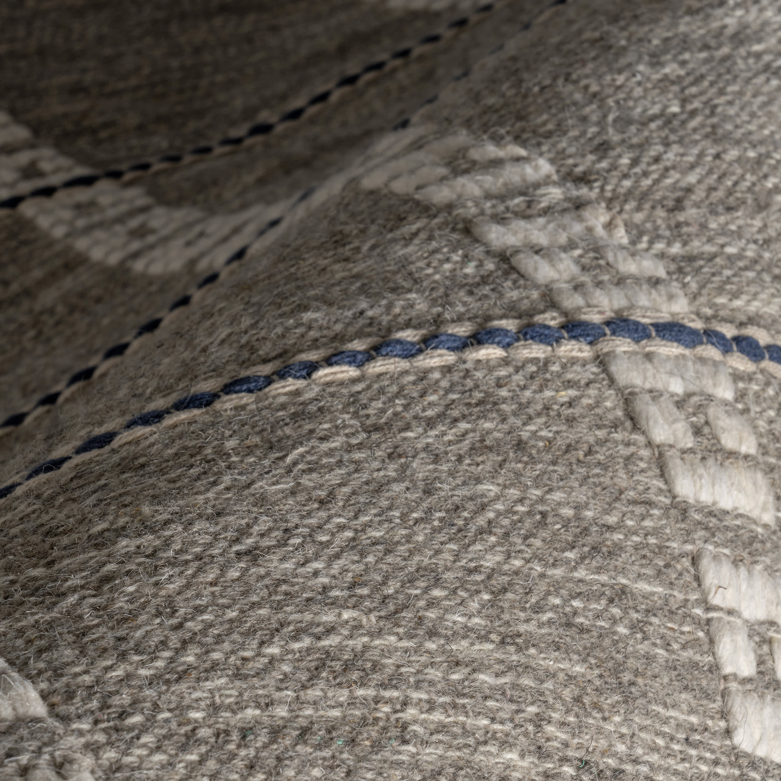 Morgan Geometric Check Wool and Cotton Rug | Grey - Image 3