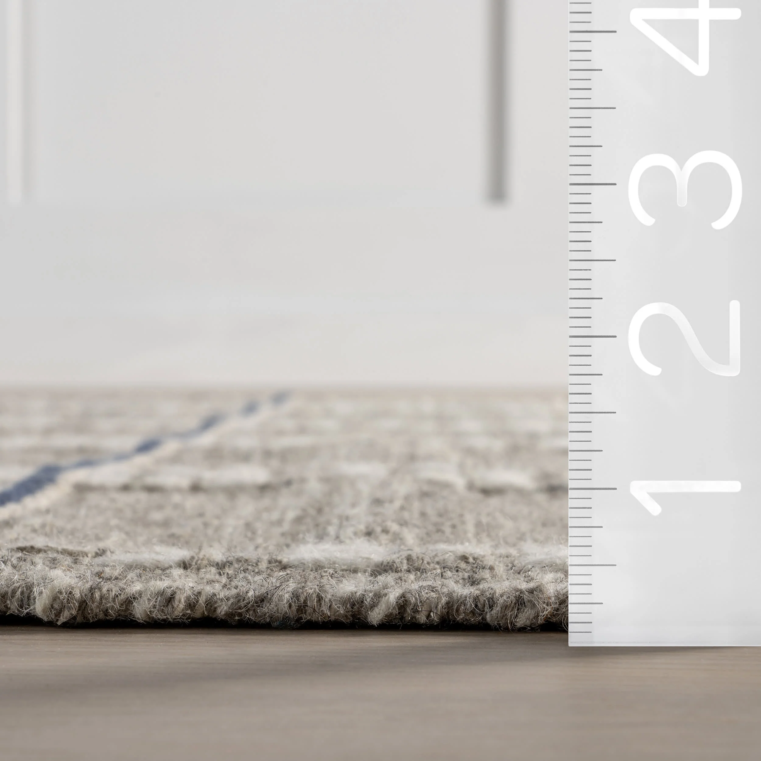 Morgan Geometric Check Wool and Cotton Rug | Grey - Image 5