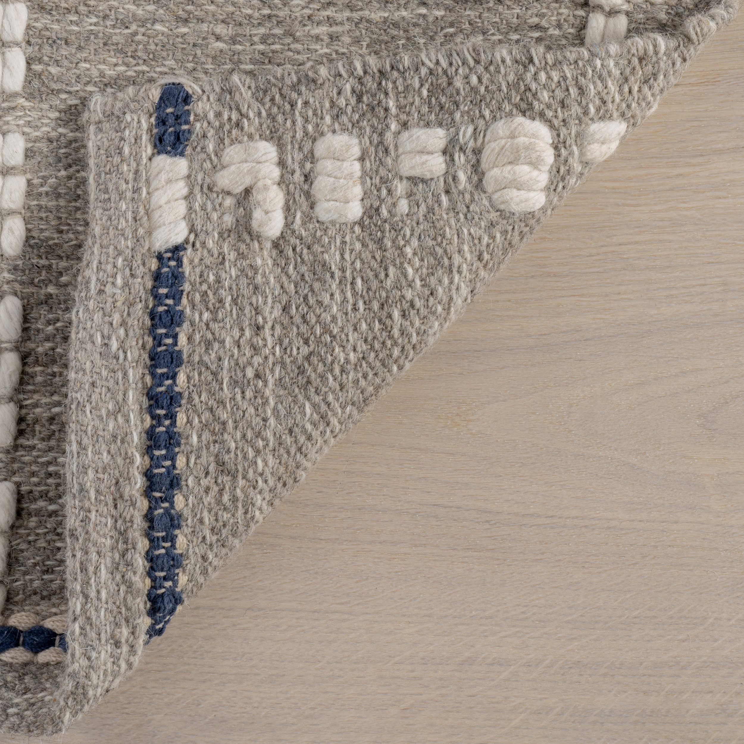 Morgan Geometric Check Wool and Cotton Rug | Grey - Image 6