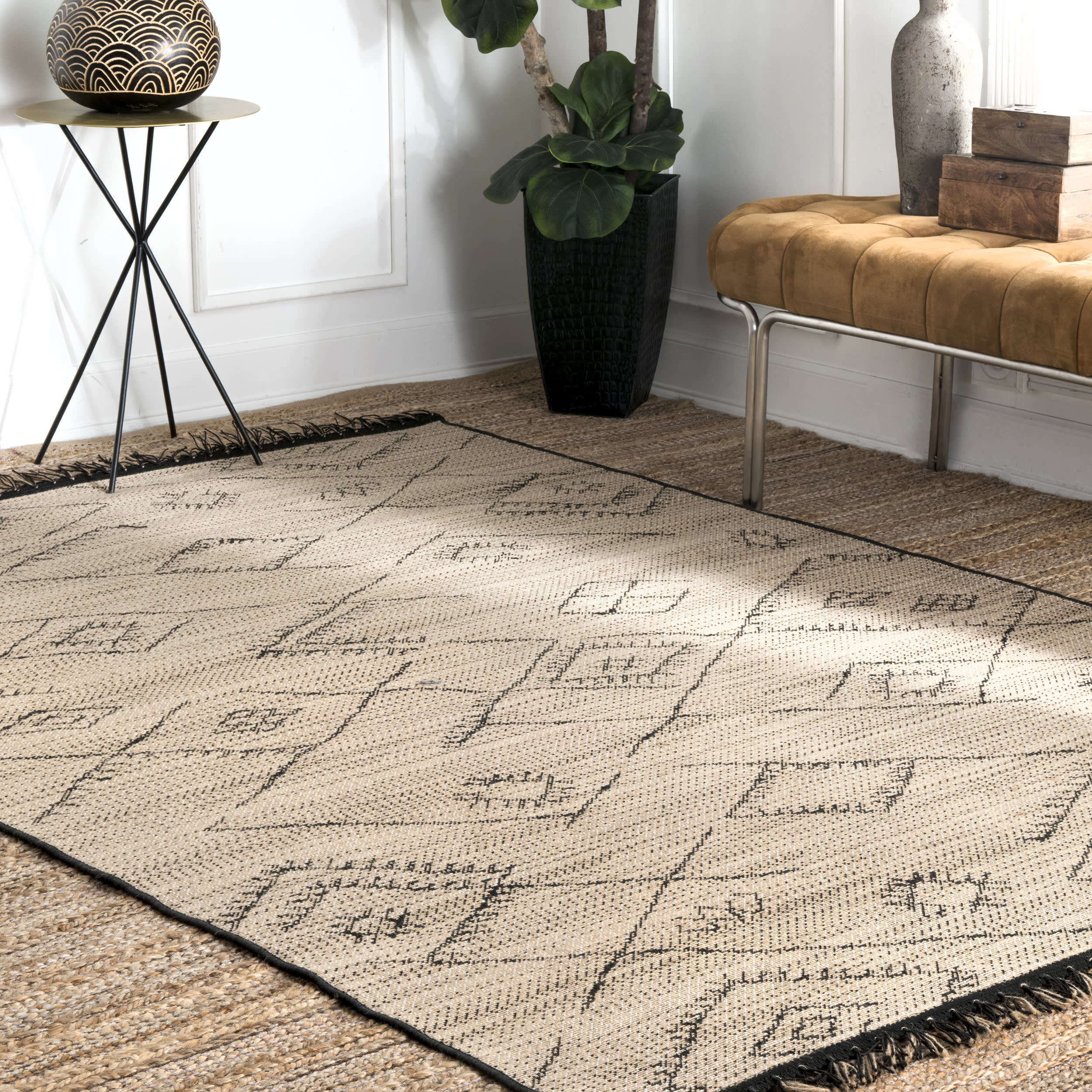 Moroccan Abstract Rug | Ivory - Image 2