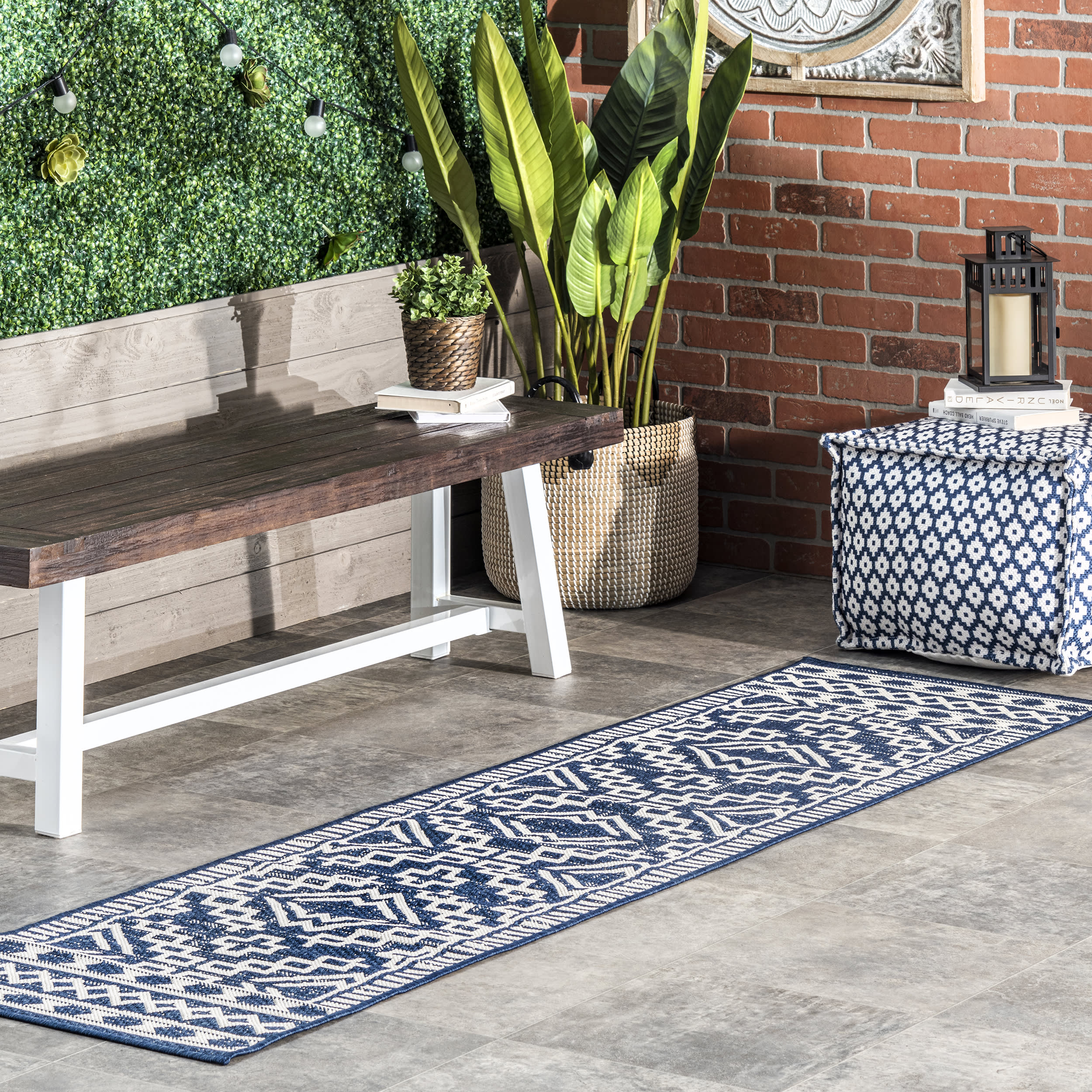 Moroccan Diamond Indoor/Outdoor Rug | Blue - Image 2