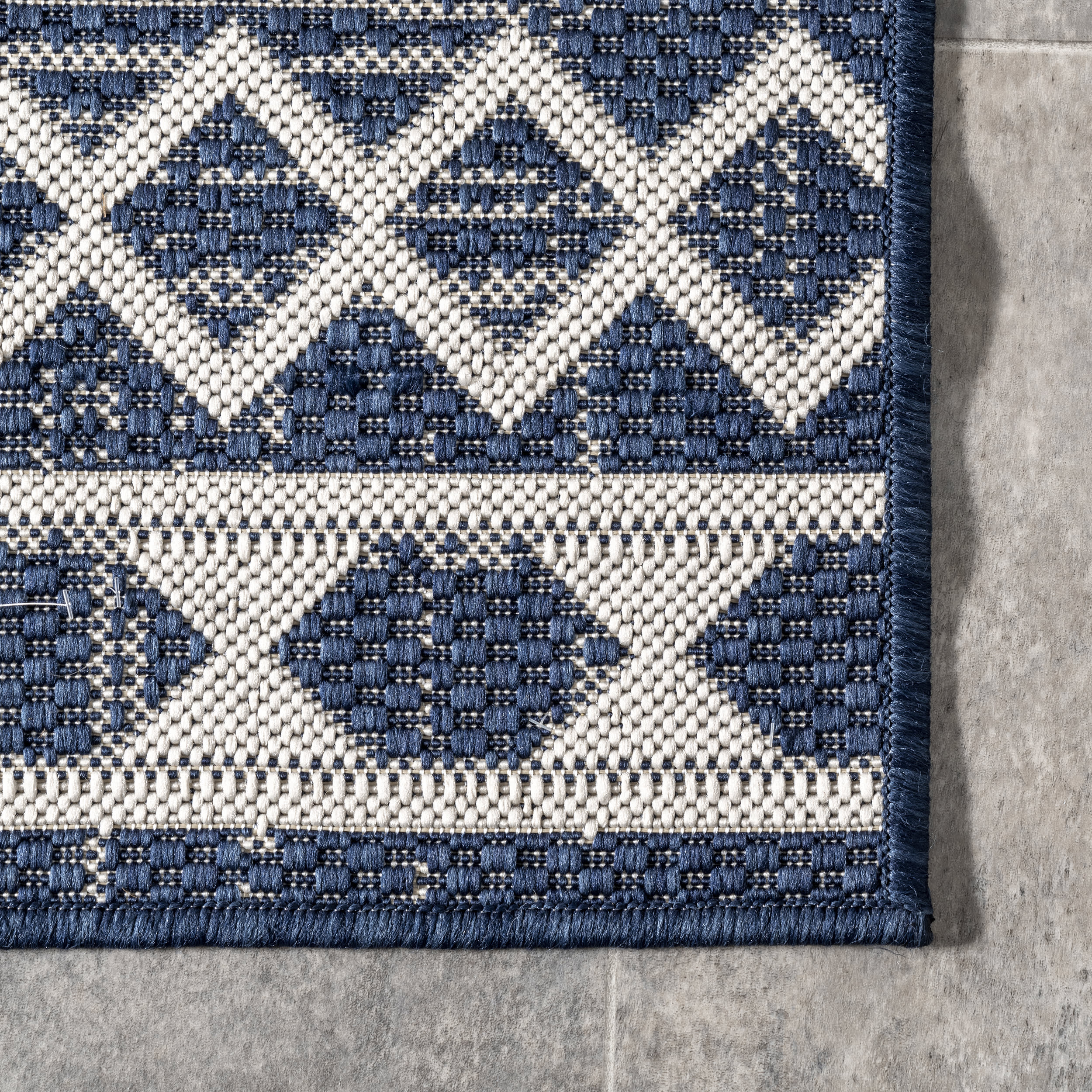 Moroccan Diamond Indoor/Outdoor Rug | Blue - Image 3