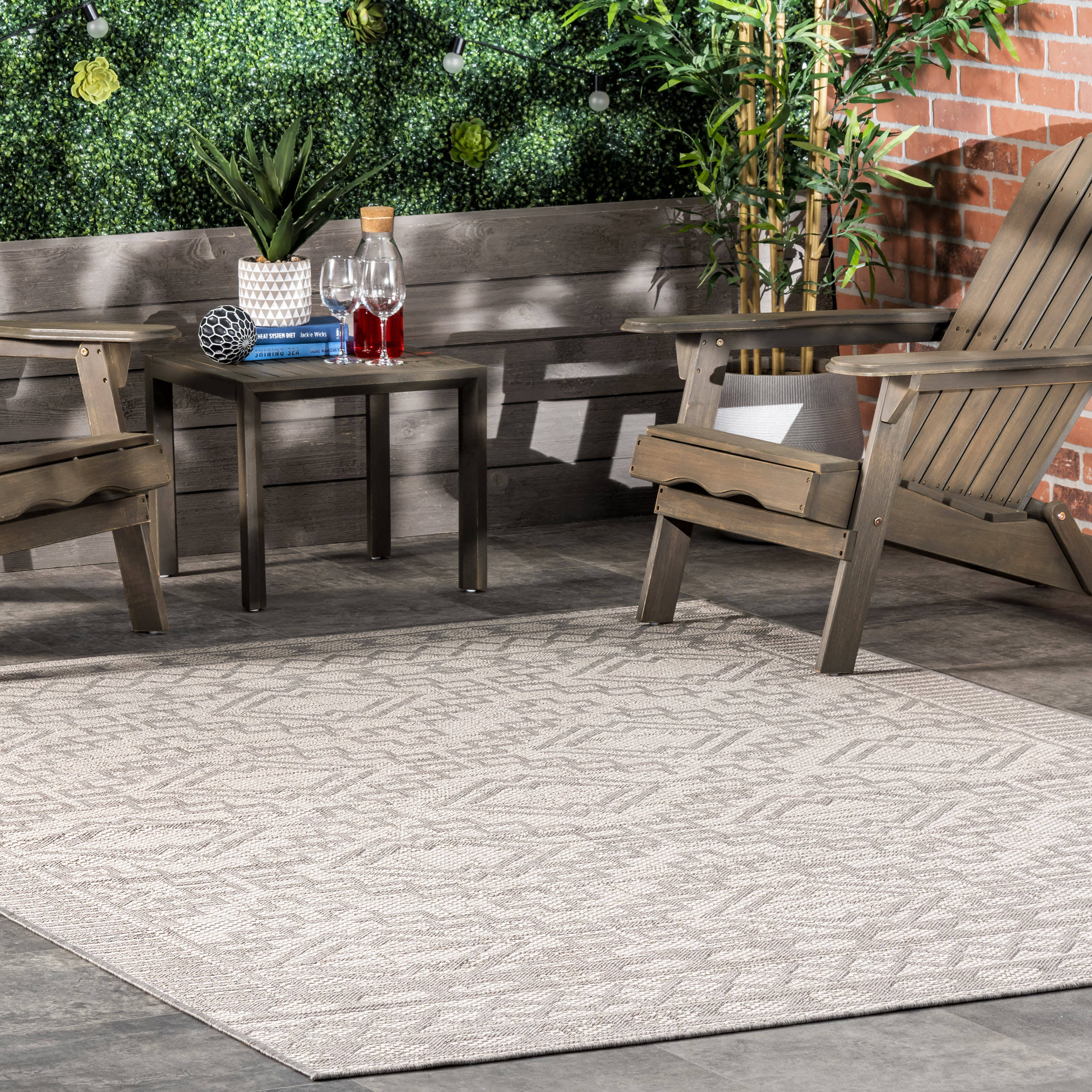 Moroccan Diamond Indoor/Outdoor Rug | Grey - Image 2