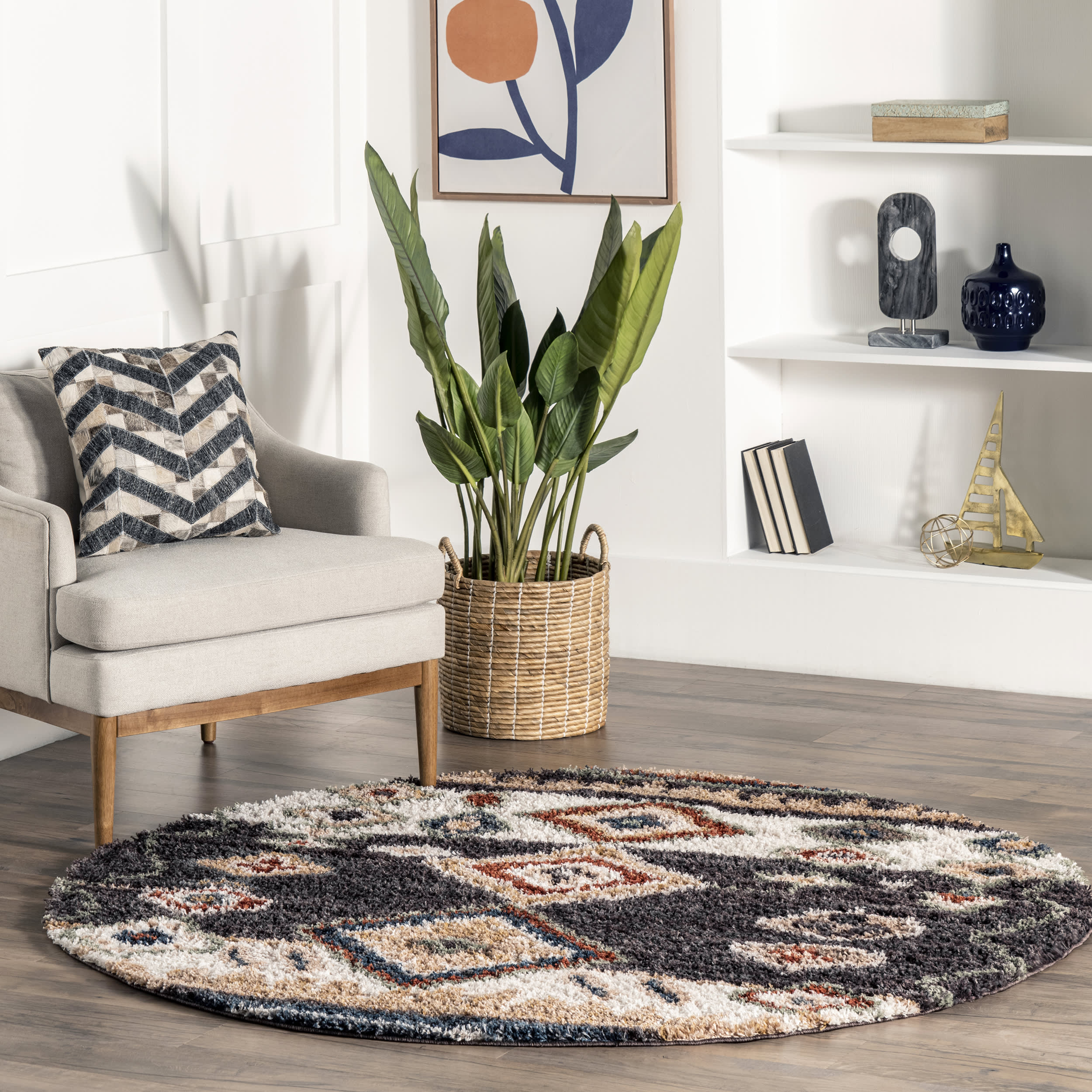 Moroccan Diamond Shag With Tassels Rug | Grey - Image 2