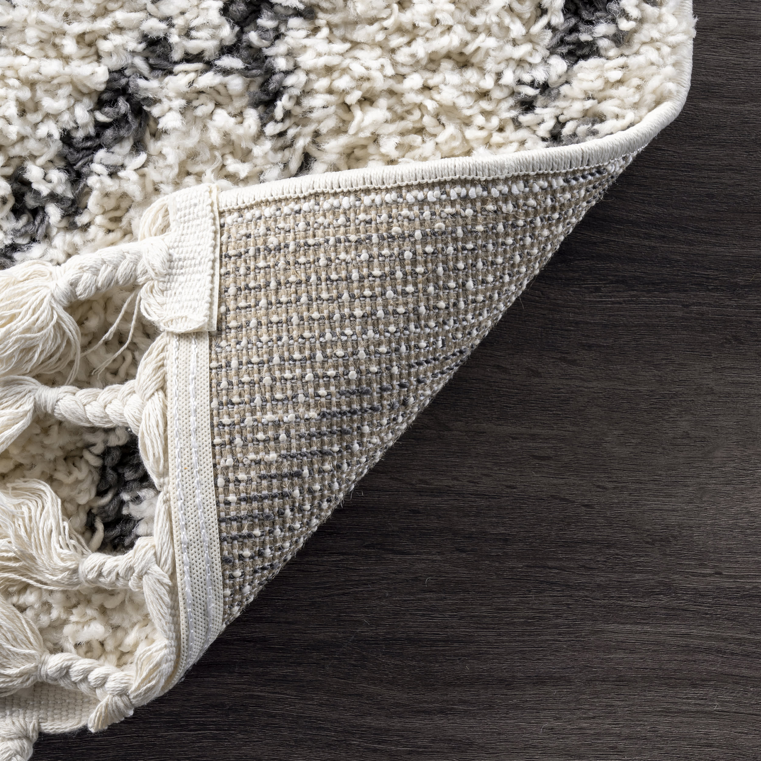 Moroccan Diamond Tassel Rug | Off White - Image 2