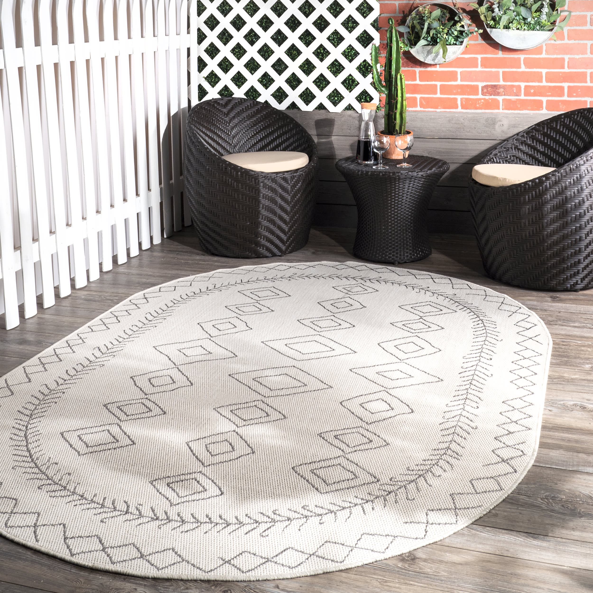 Moroccan Diamonds Indoor/Outdoor Rug | Ivory - Image 2