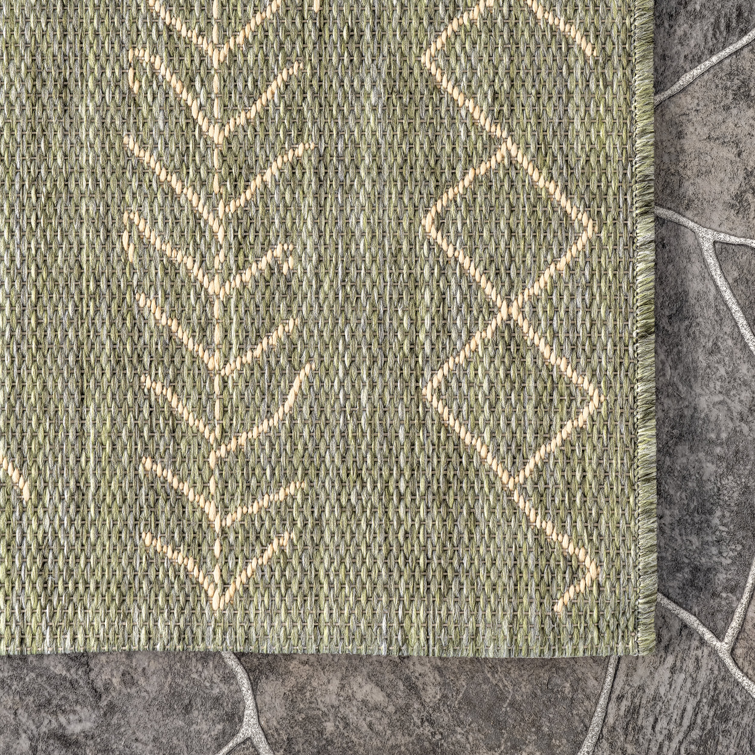 Moroccan Diamonds Indoor/Outdoor Rug | Sage Green - Image 3