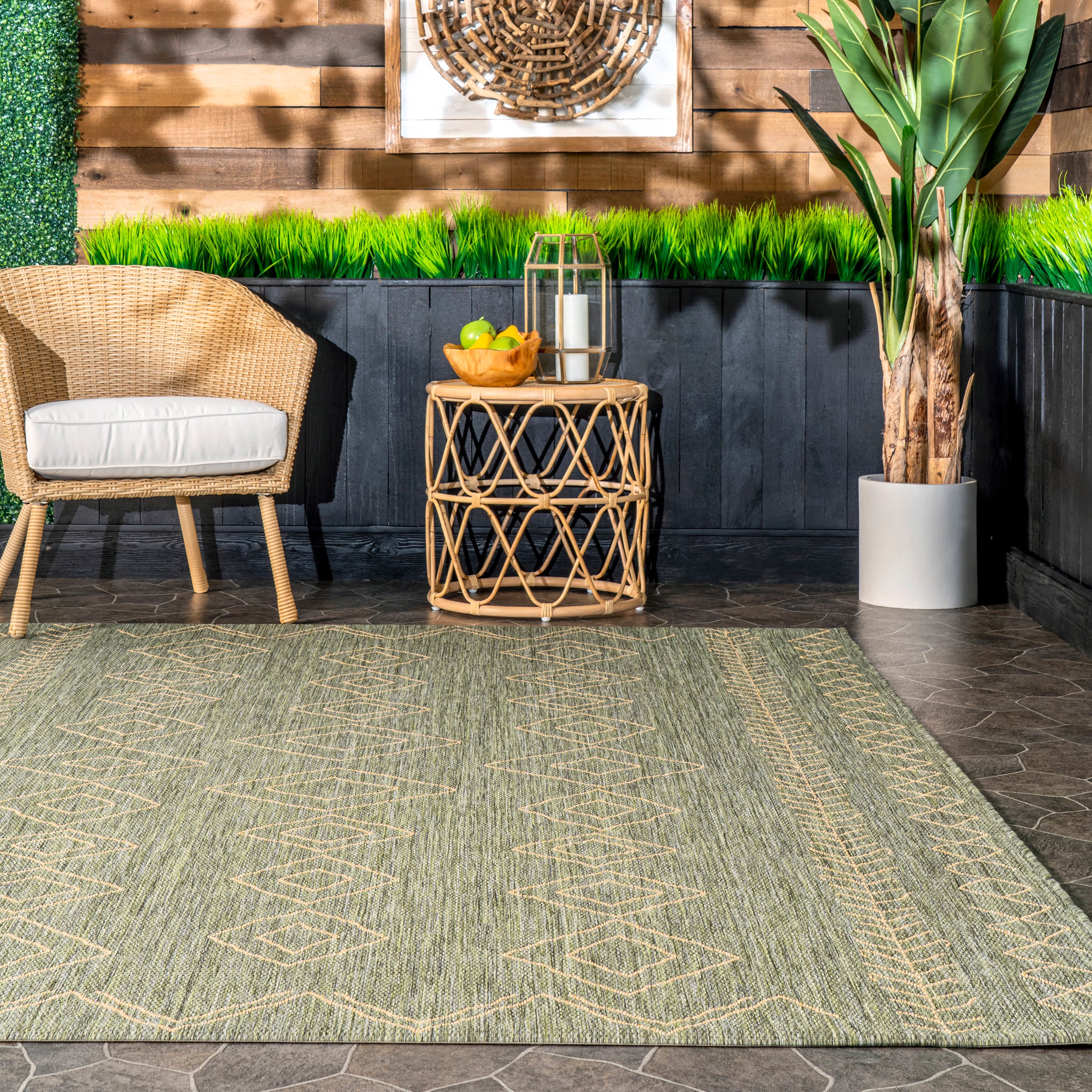 Moroccan Diamonds Indoor/Outdoor Rug | Sage Green - Image 4