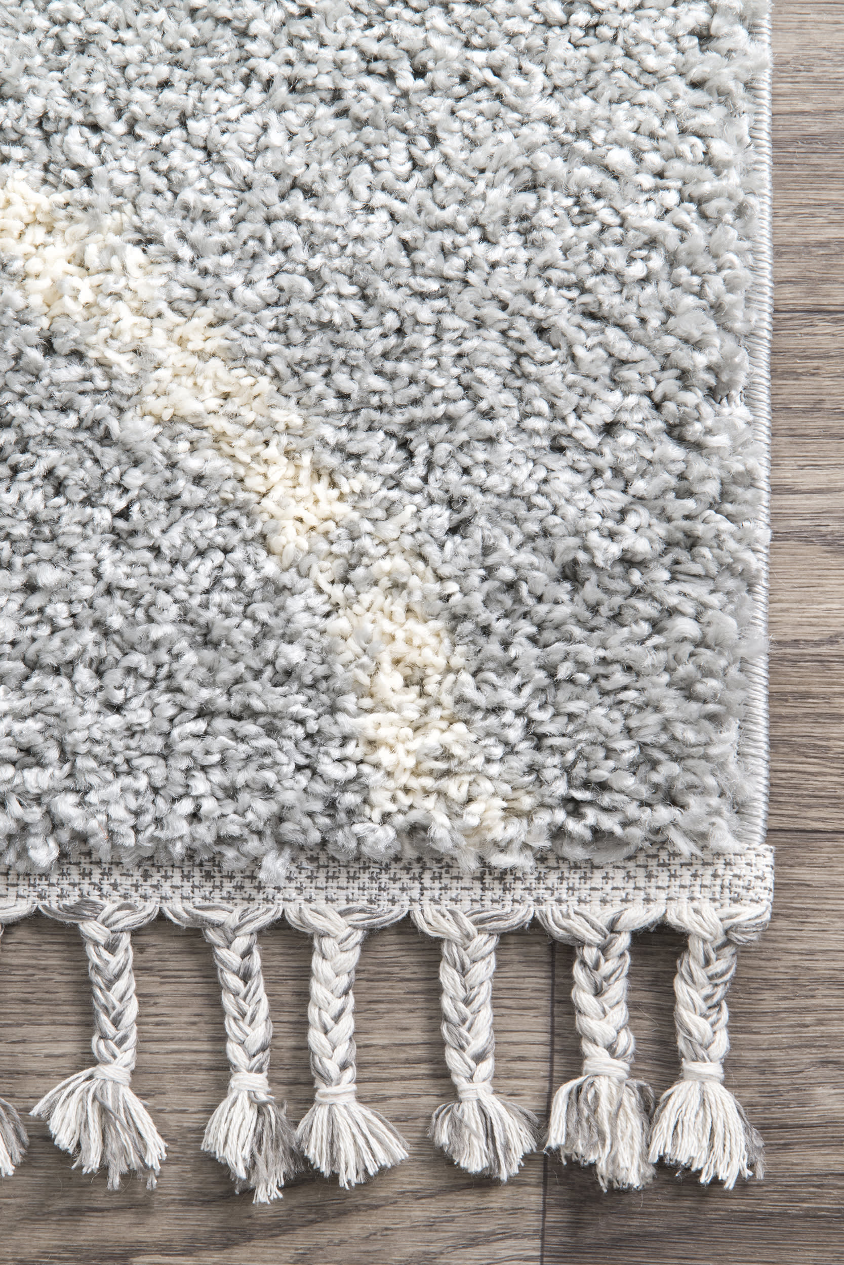 Jessie Moroccan Lattice Tassel Area Rug | Grey - Image 3