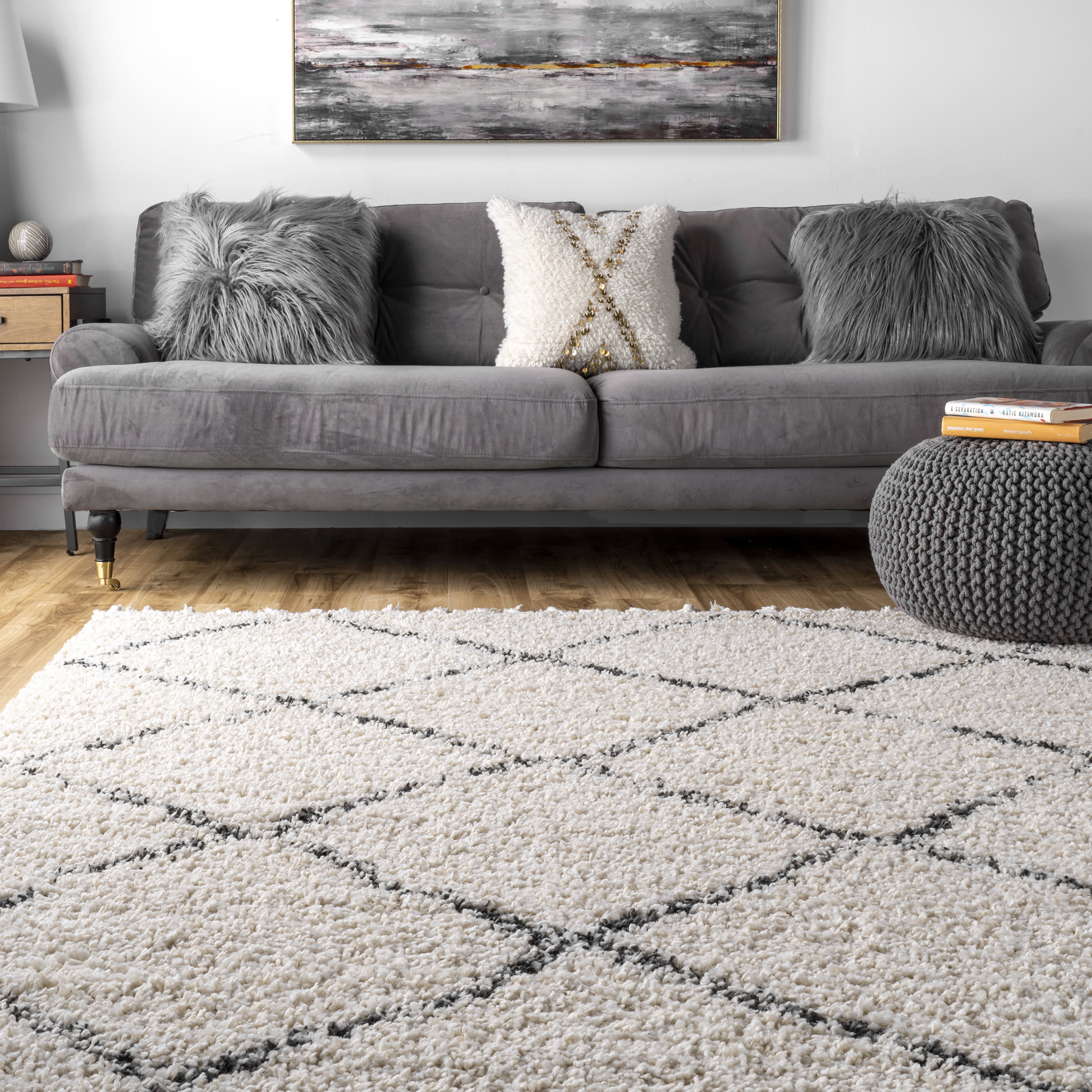 Jessie Moroccan Lattice Tassel Area Rug | Off White - Image 4