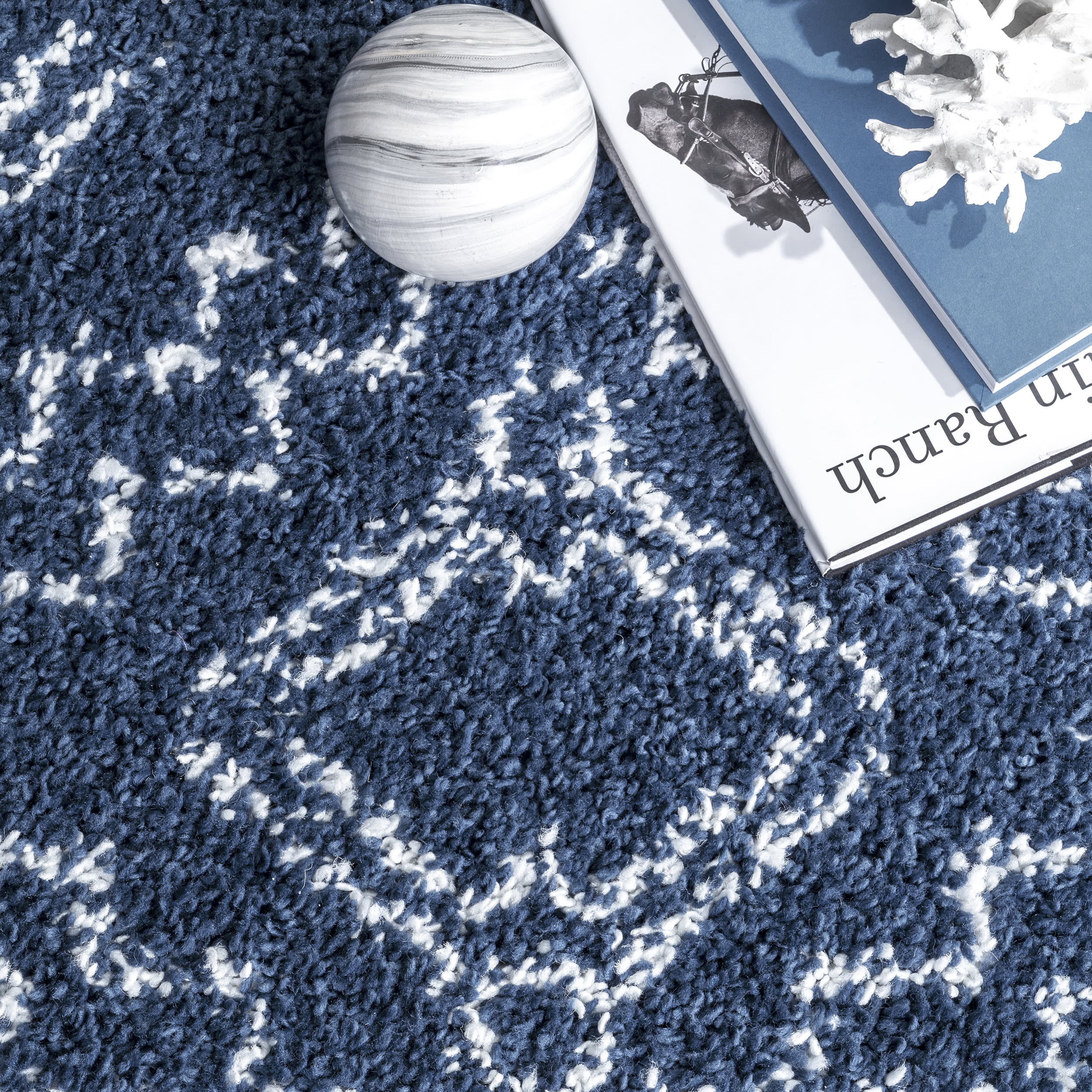 Moroccan Tasseled Rug | Blue - Image 2