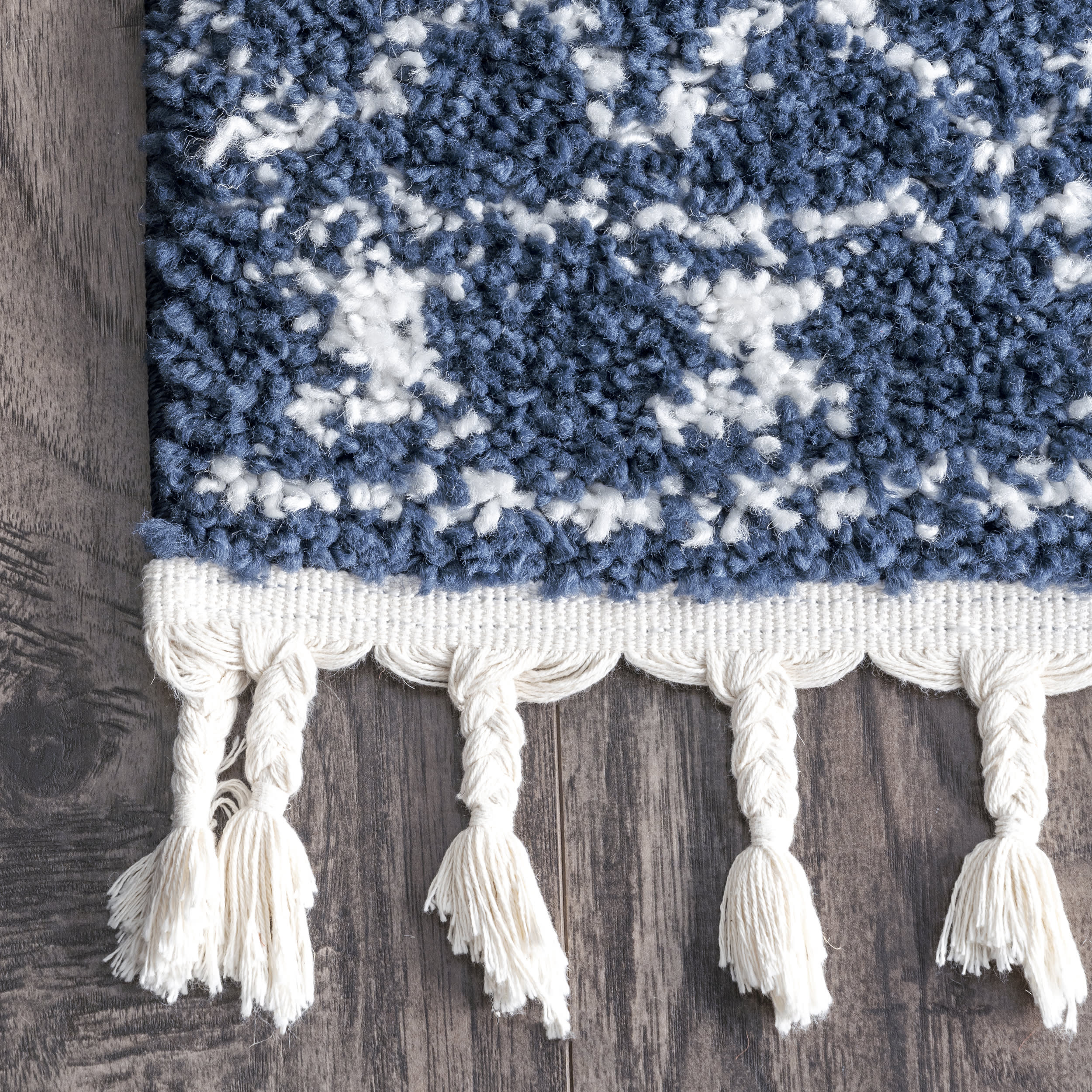 Moroccan Tasseled Rug | Blue - Image 3