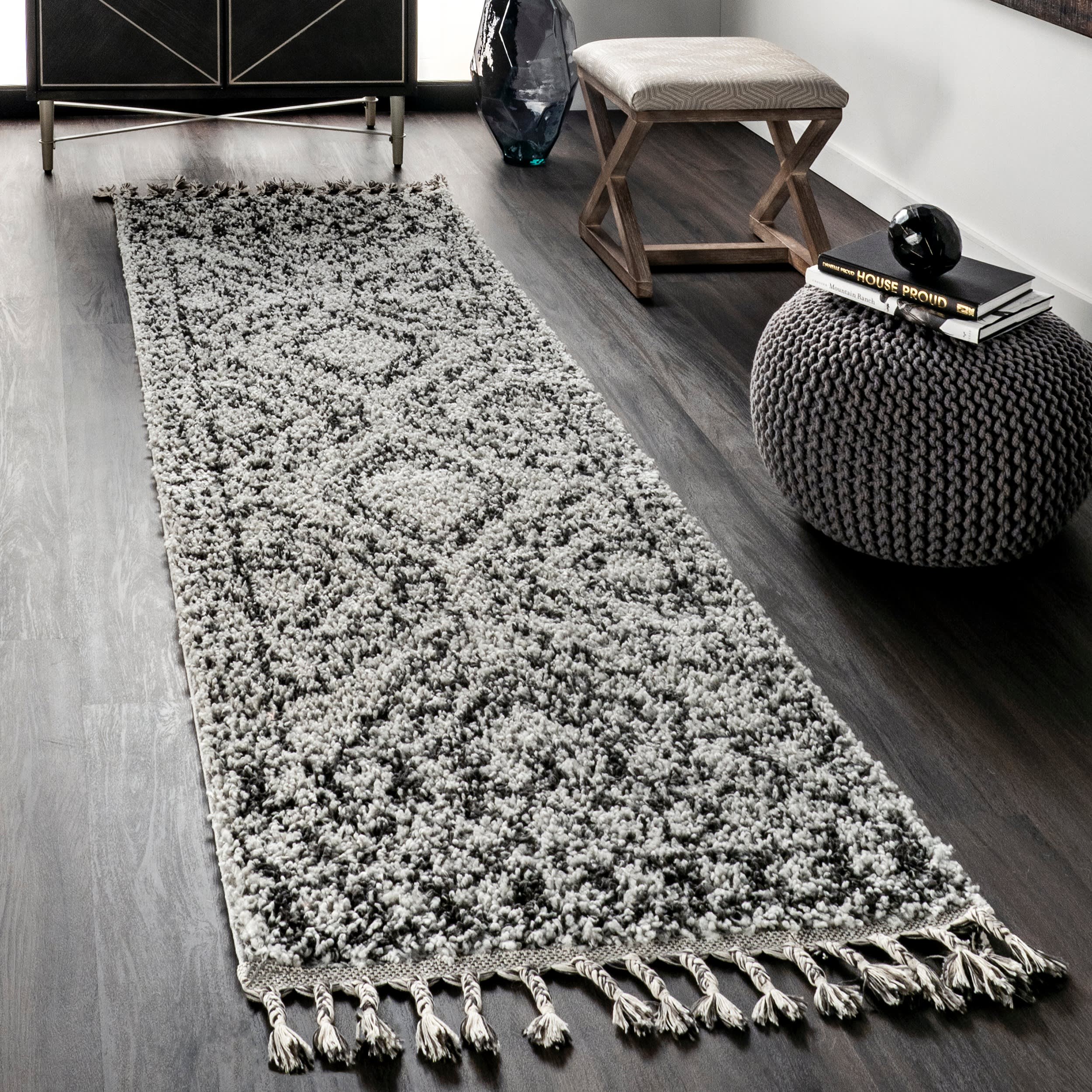 Moroccan Tasseled Rug | Grey - Image 2