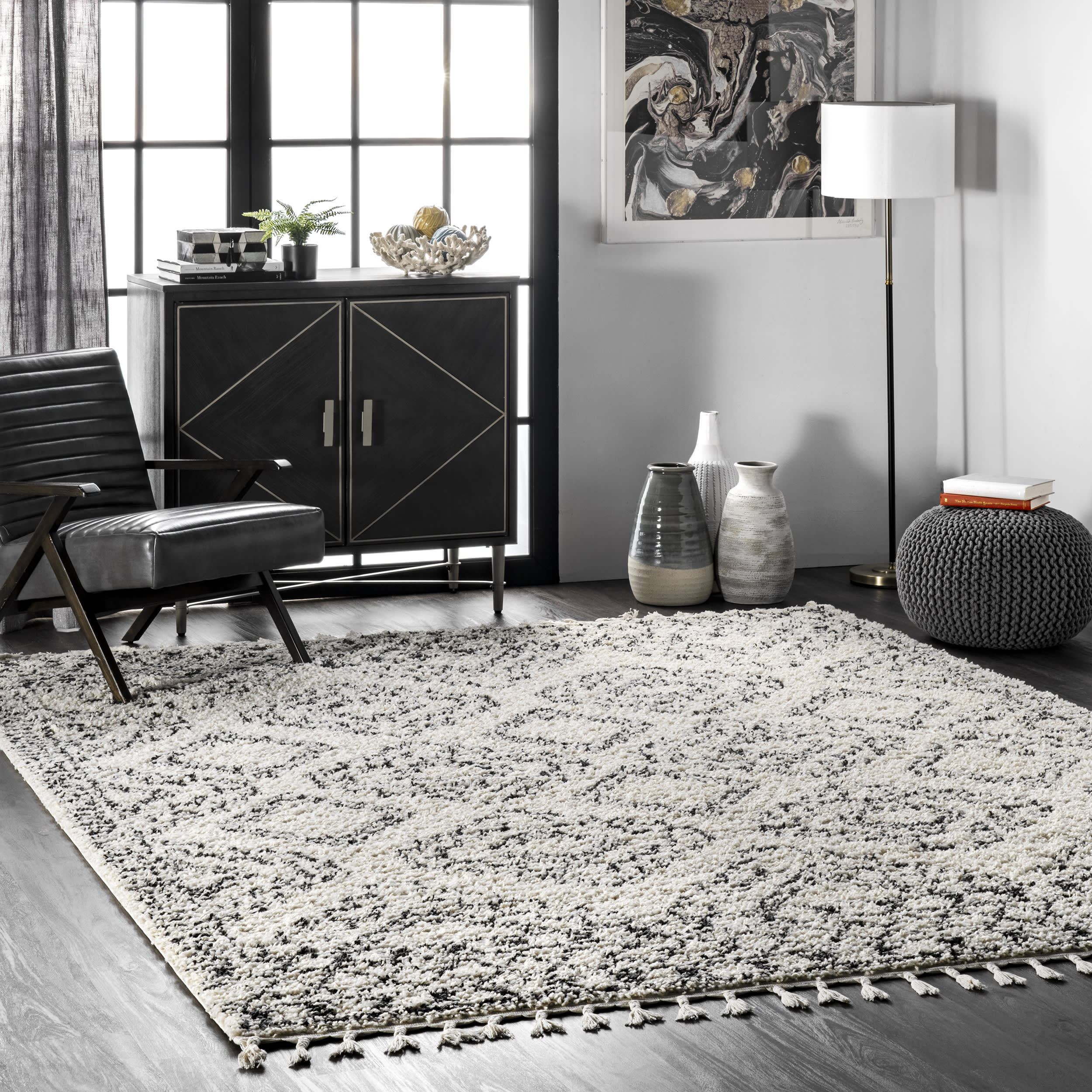 Moroccan Tasseled Rug | Off White - Image 2