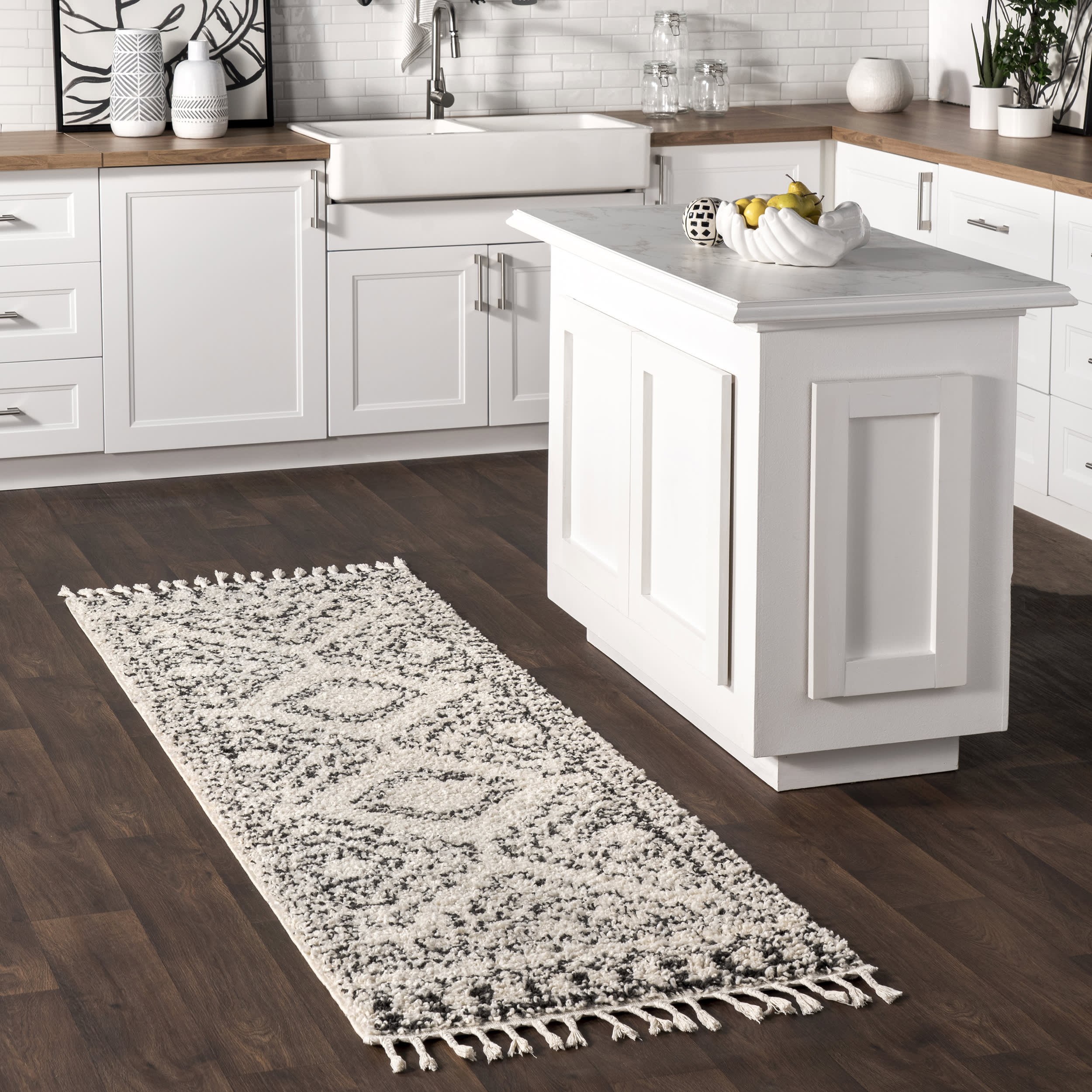Moroccan Tasseled Rug | Off White - Image 2