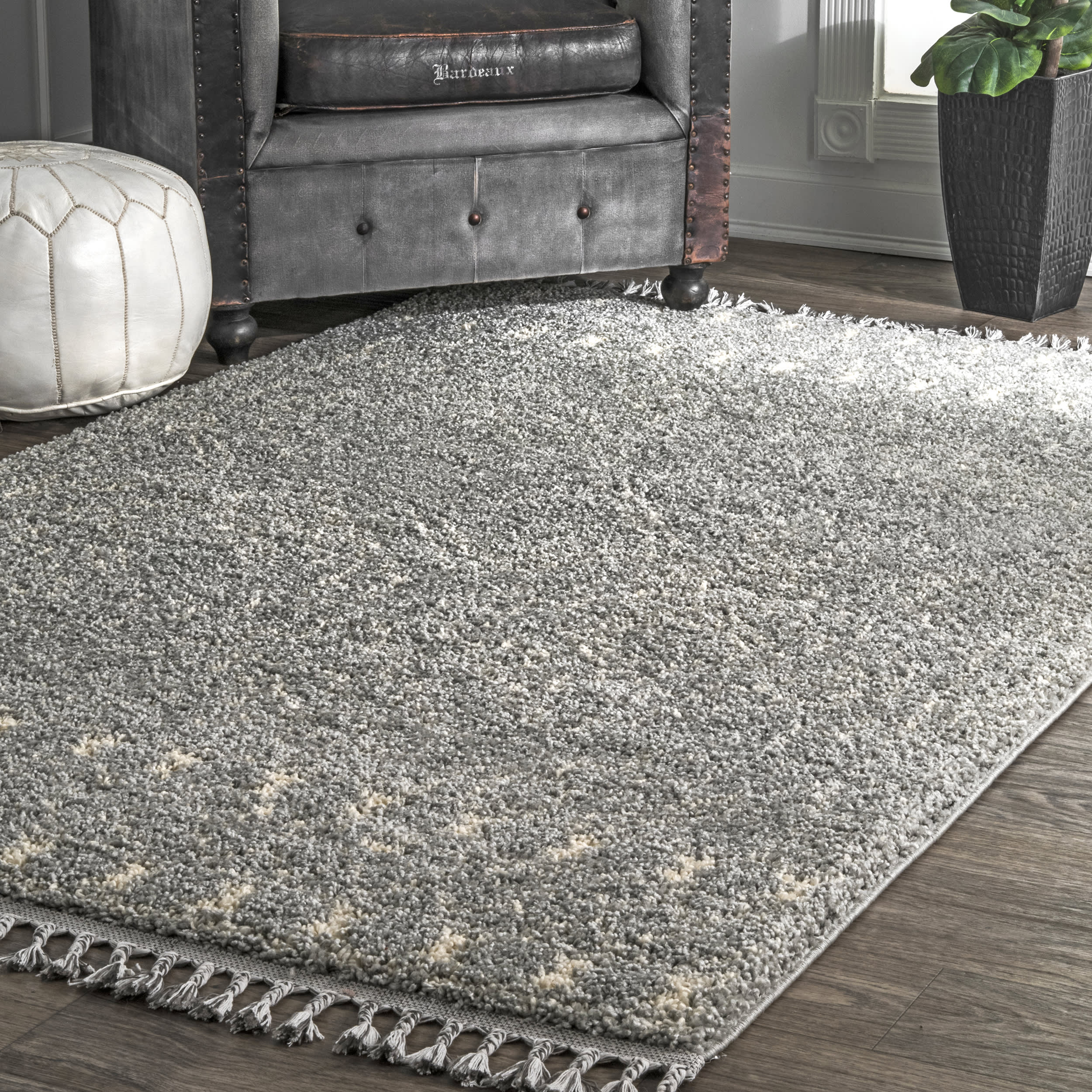 Moroccan Tasseled Rug | Silver - Image 2