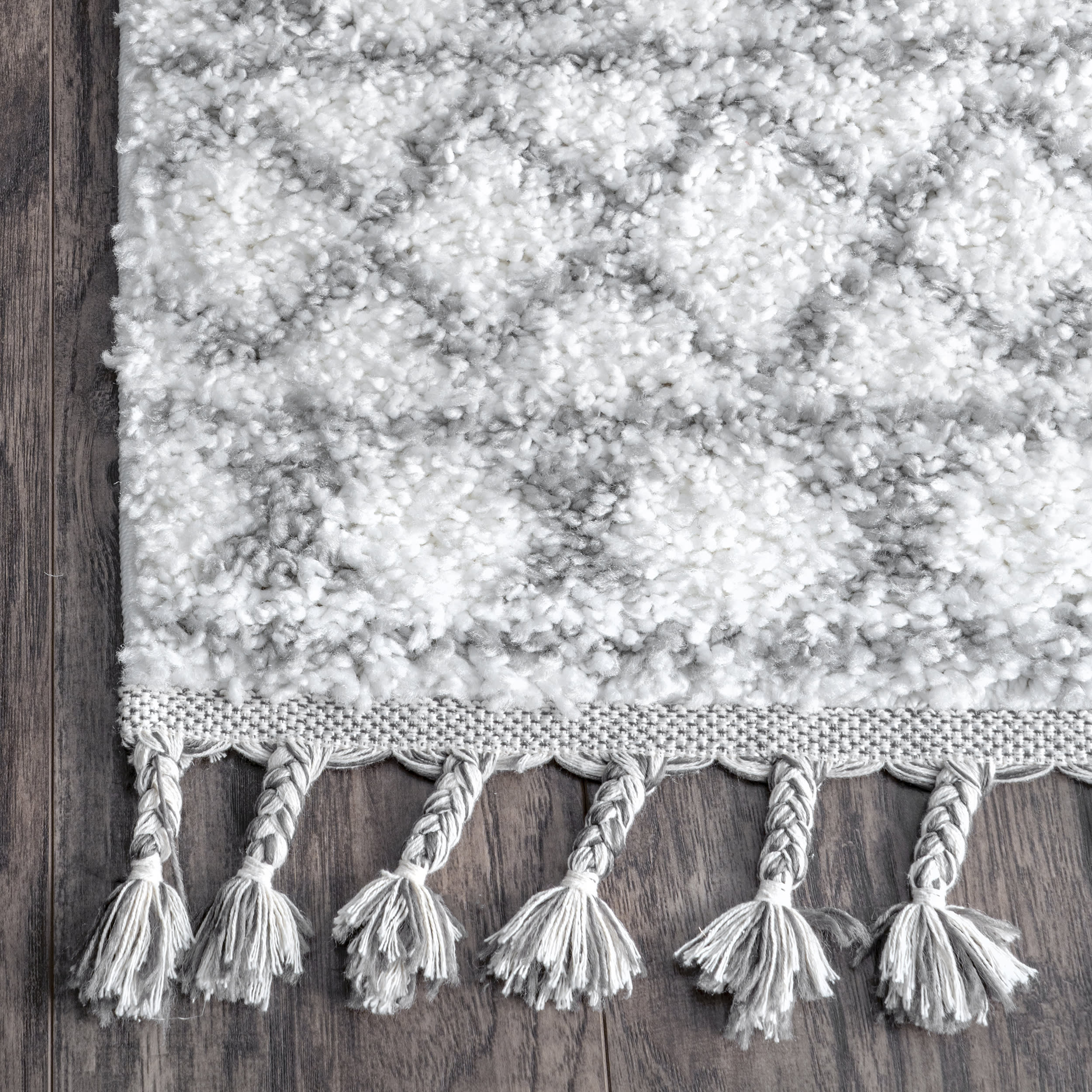 Moroccan Tasseled Rug | White - Image 3