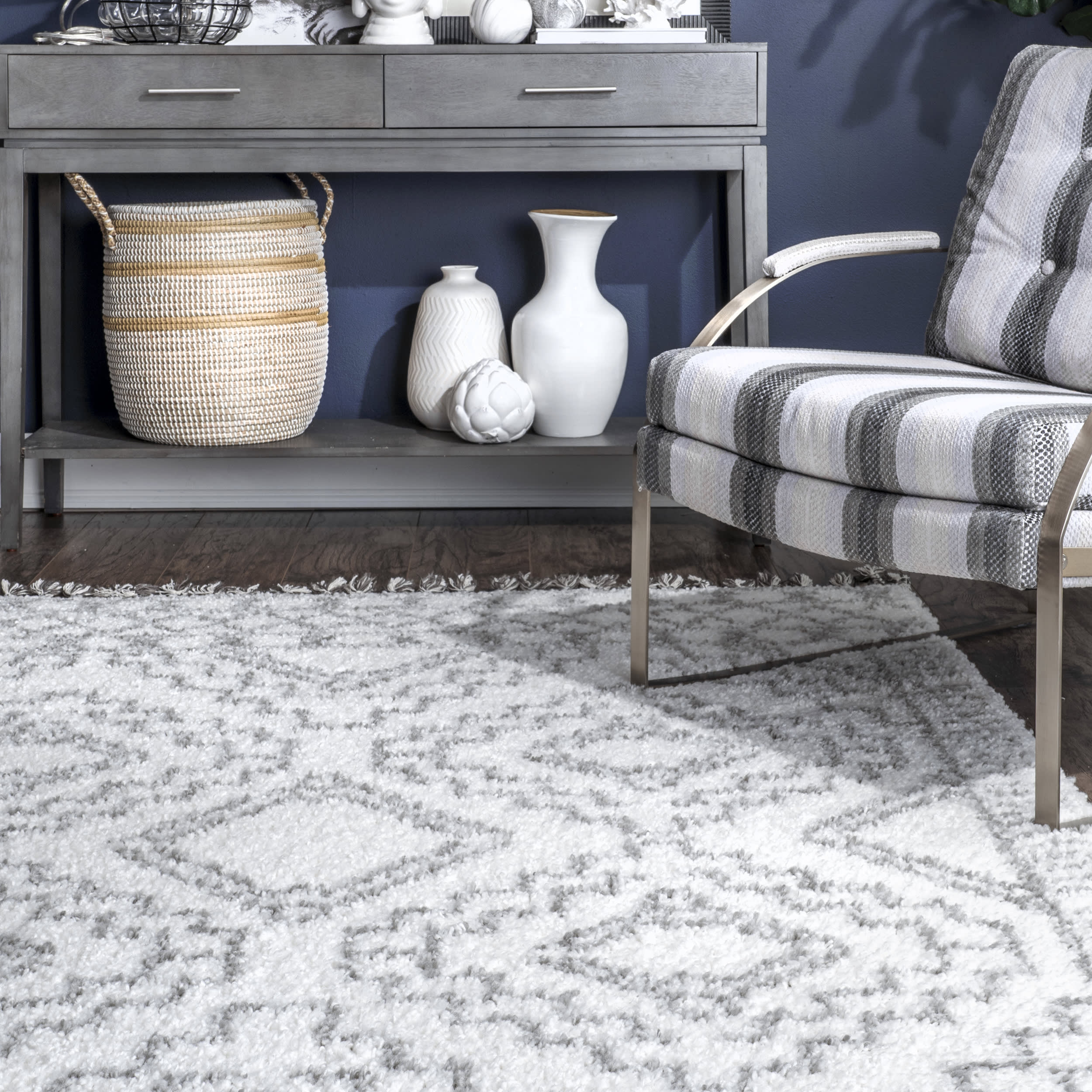 Moroccan Tasseled Rug | White - Image 4