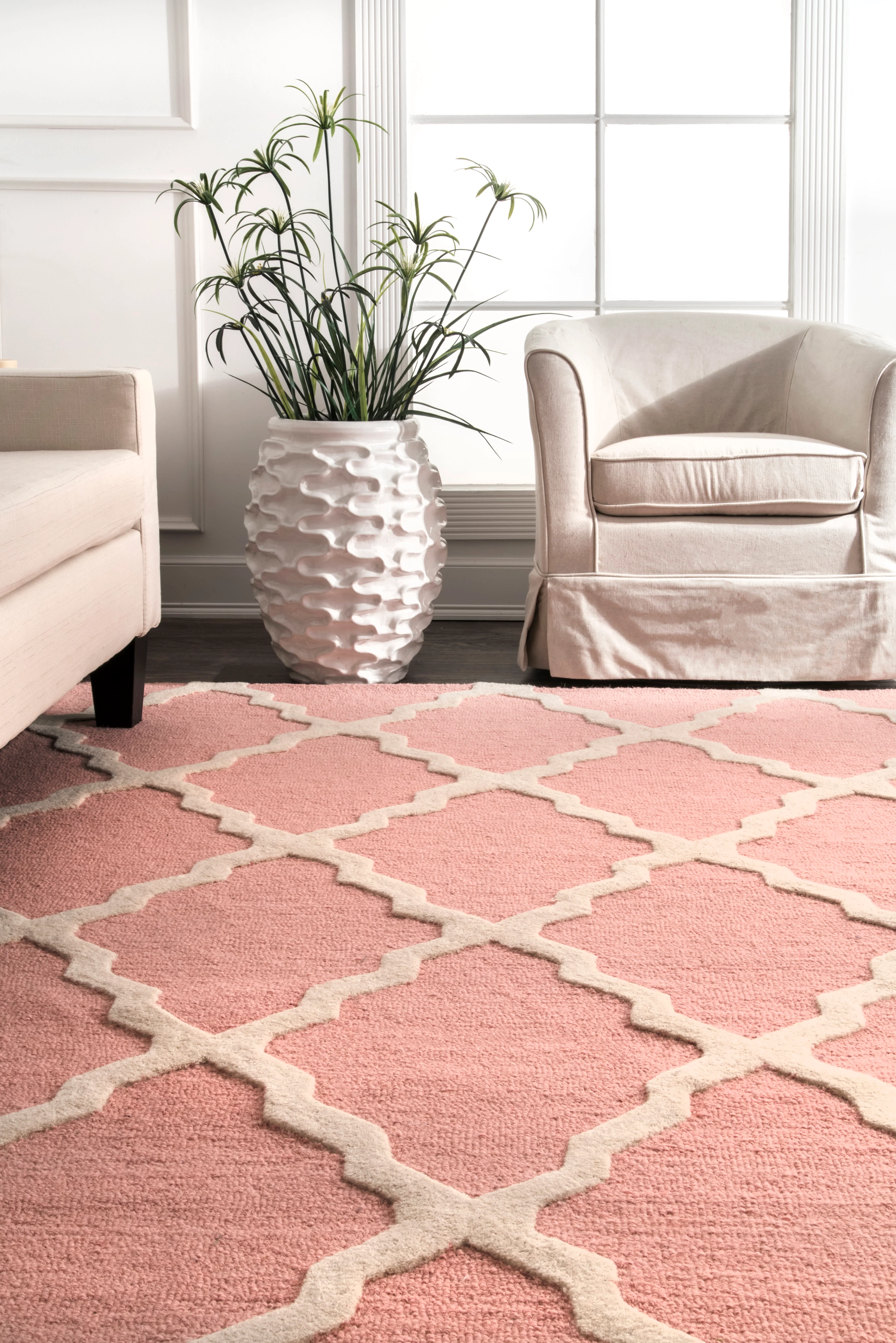 Moroccan Trellis Rug | Baby Pink - Image 3