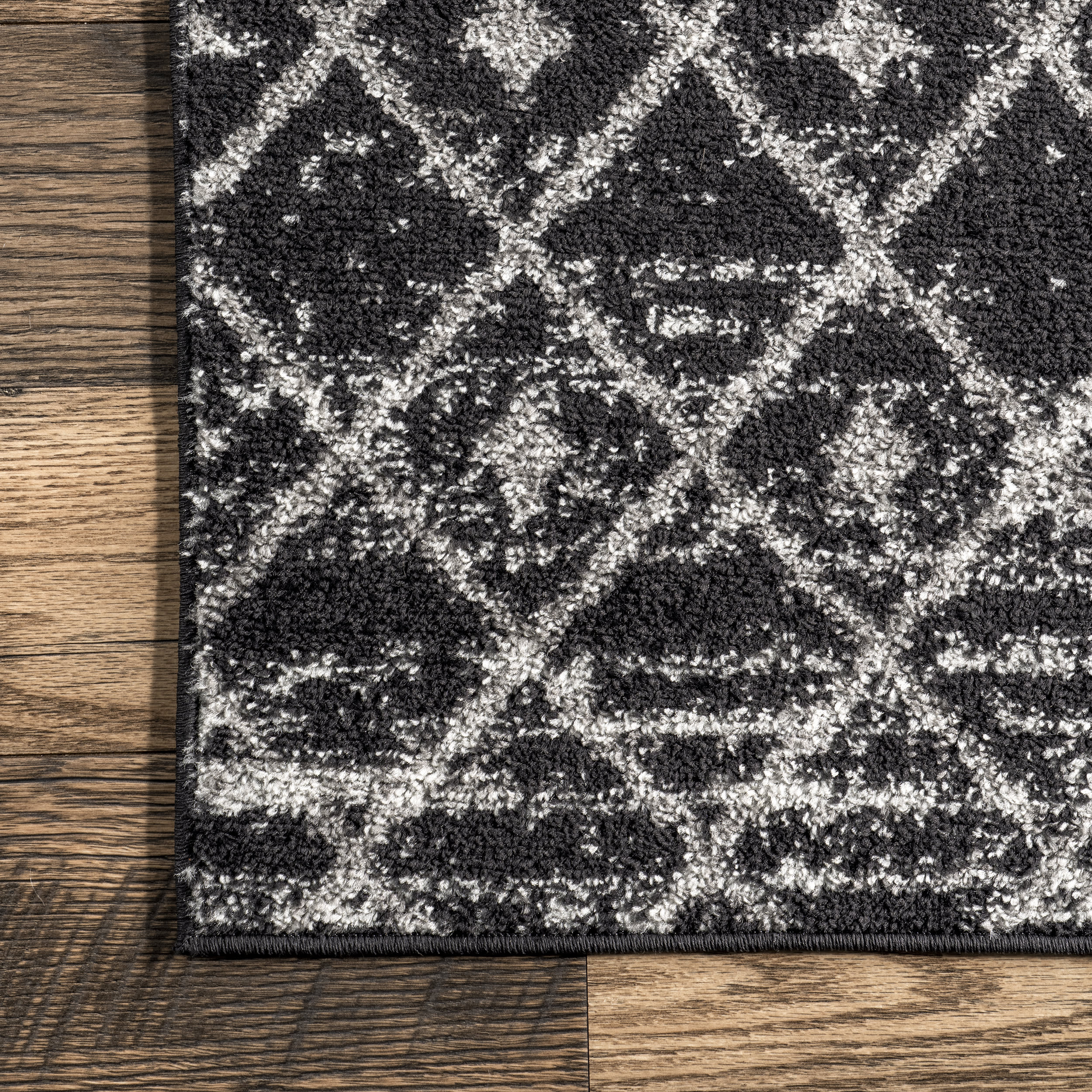 Moroccan Trellis Rug | Black - Image 3