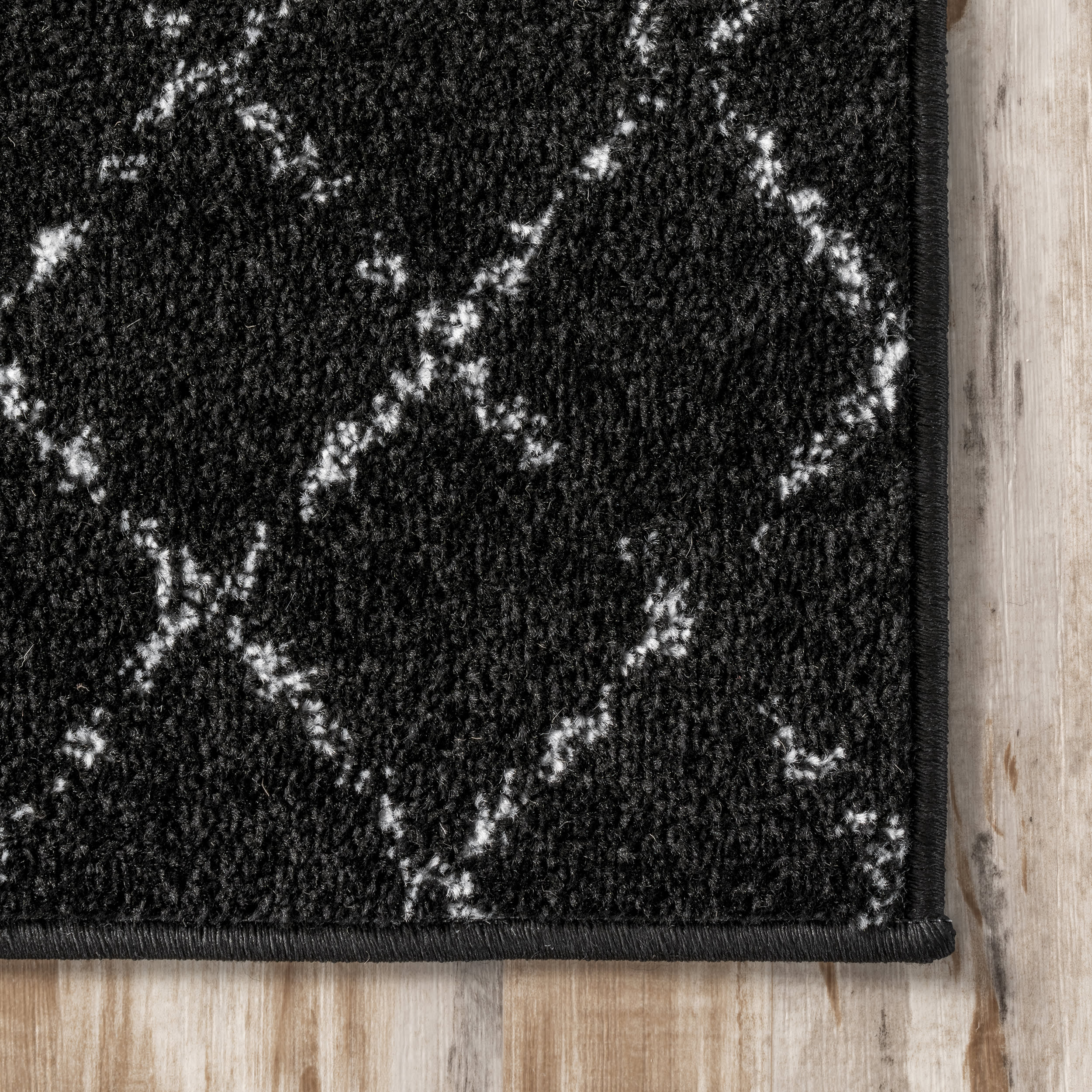 Moroccan Trellis Rug | Black and White - Image 3