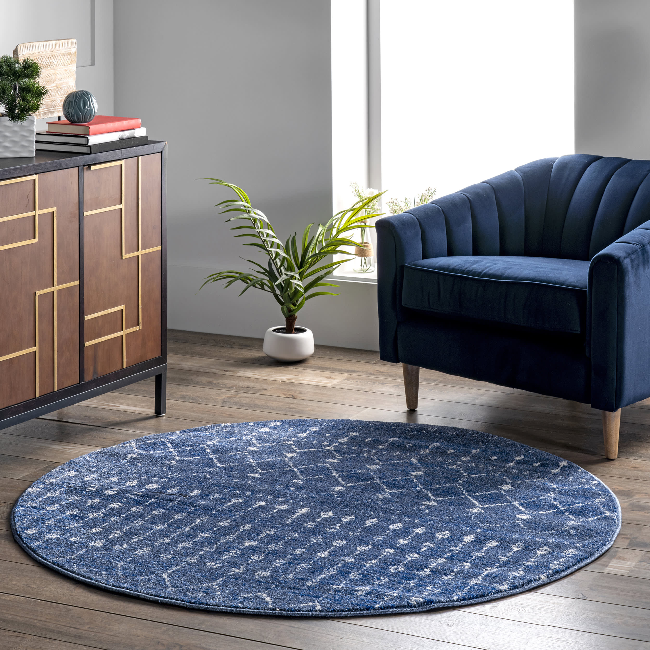 Moroccan Trellis Rug | Dark Blue - Image 2