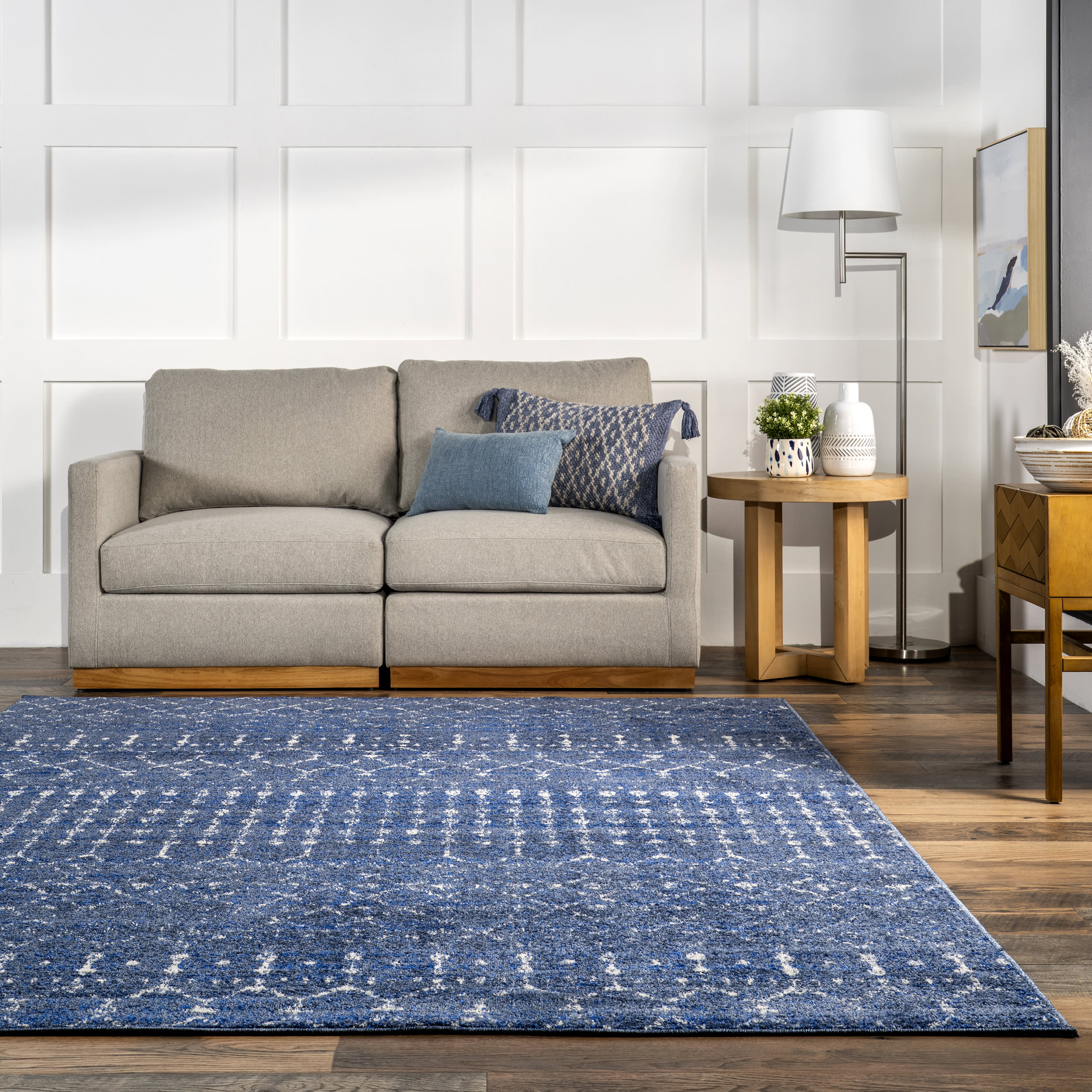 Moroccan Trellis Rug | Dark Blue - Image 4
