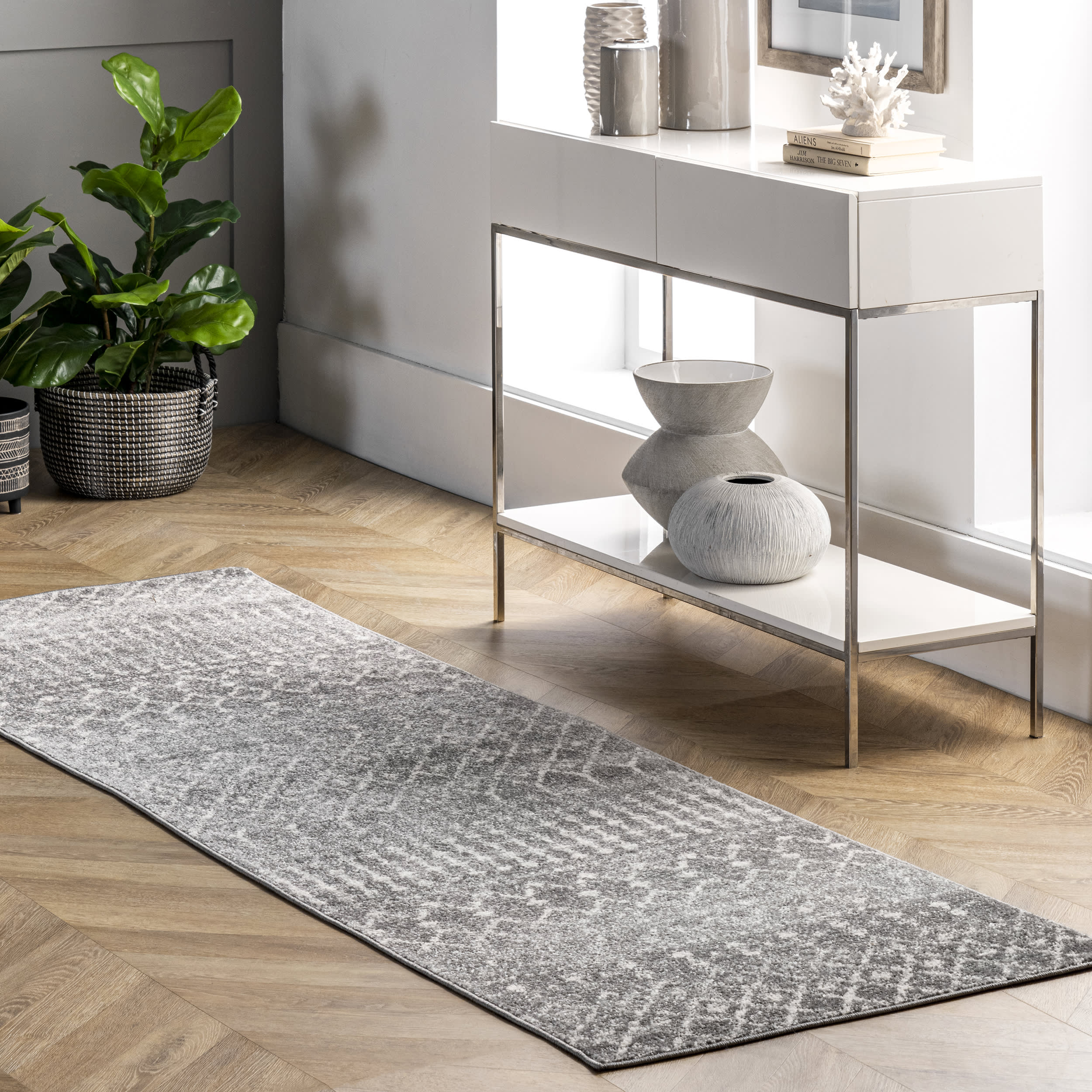 Moroccan Trellis Rug | Dark Grey - Image 2